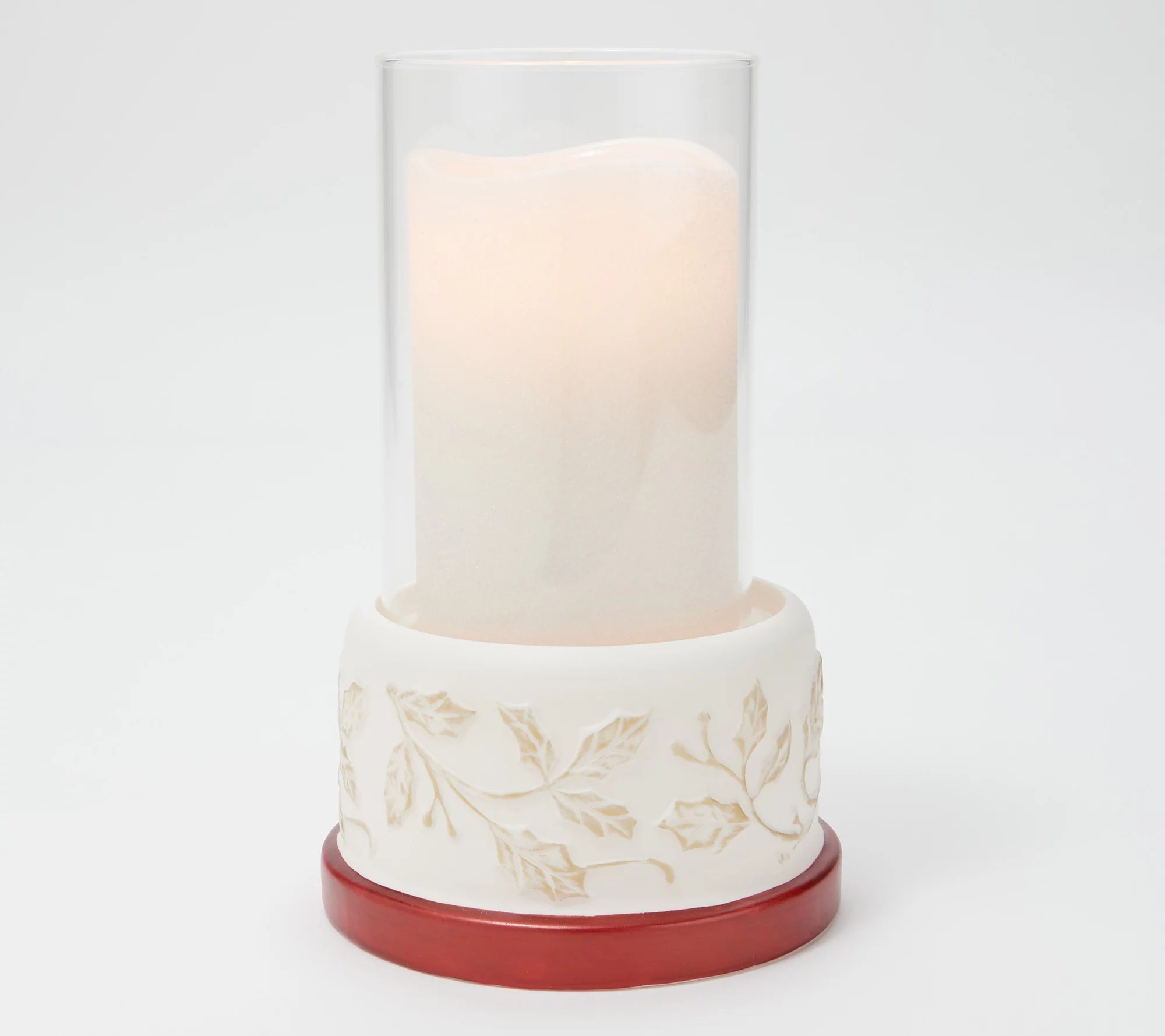Lightscapes Embossed Fine Porcelain Hurricane with Candle