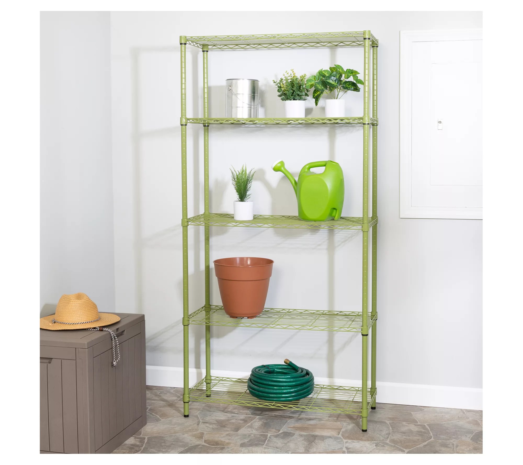 HoneyCanDo 5Tier Olive Storage Shelving UnitWith 200lb