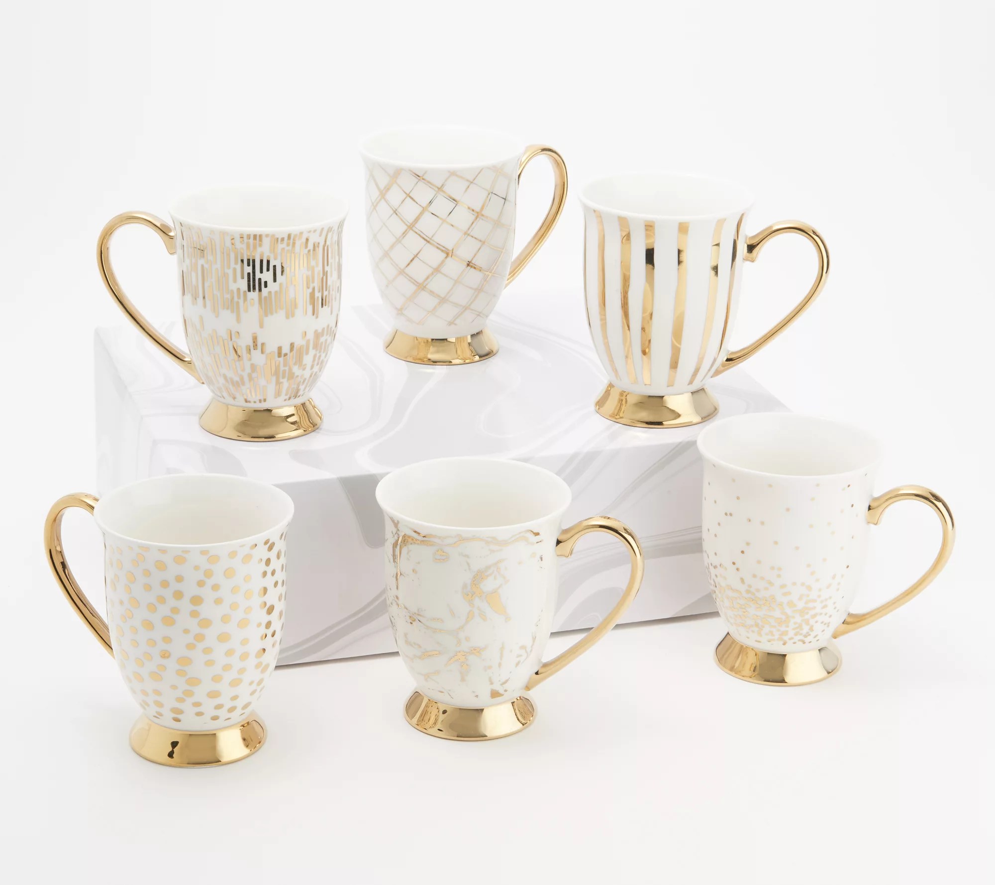 "As Is" Designing Dining S/6 15oz Pedestal Mugs w/Gift Box