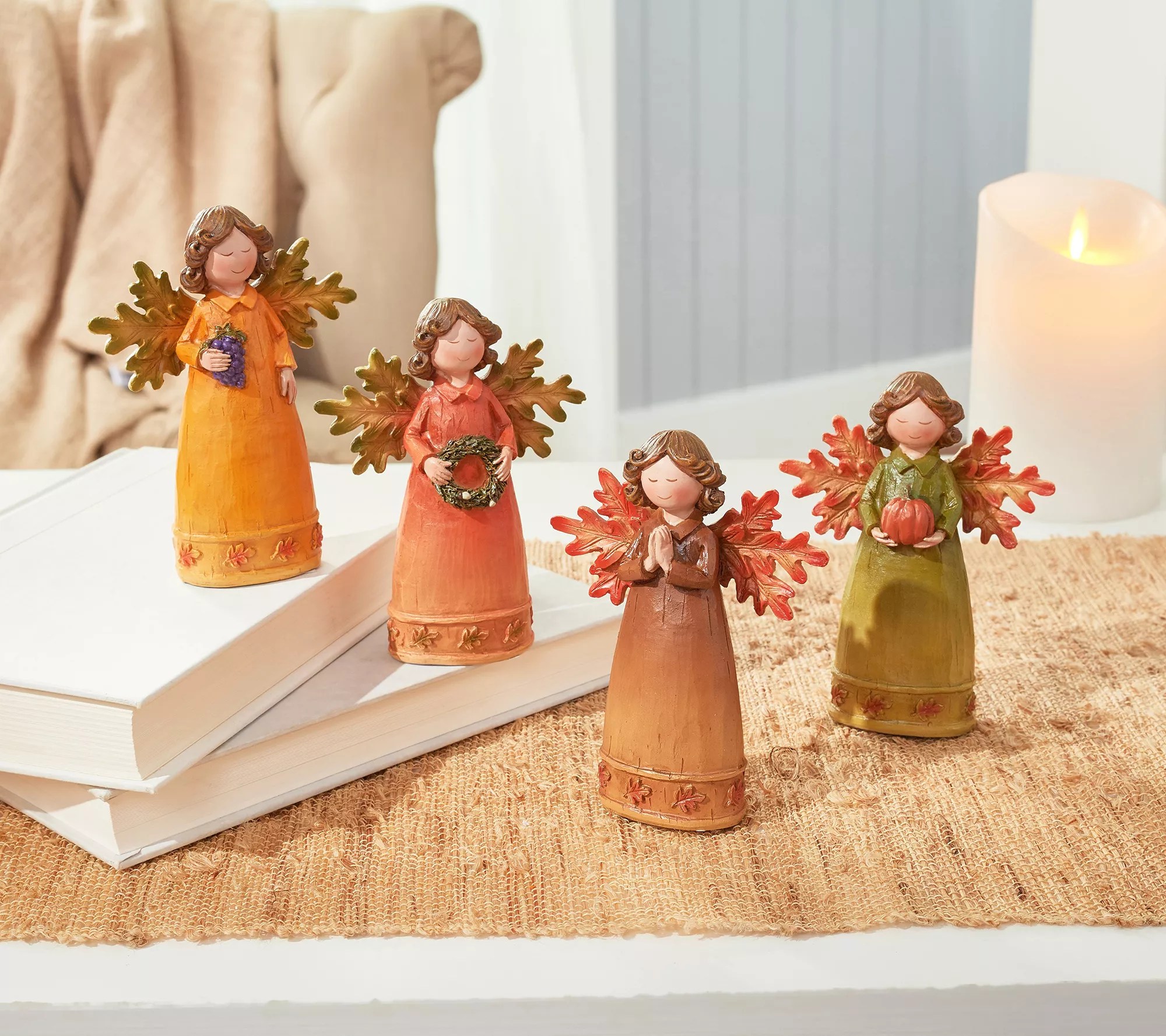 Set of 4 Mini Harvest Angel Figurines by Valerie