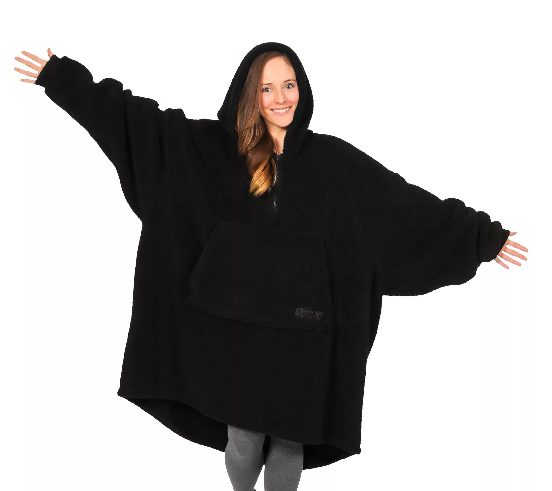 The Comfy 1/4Zip Sherpa Teddy Bear Wearable Blanket