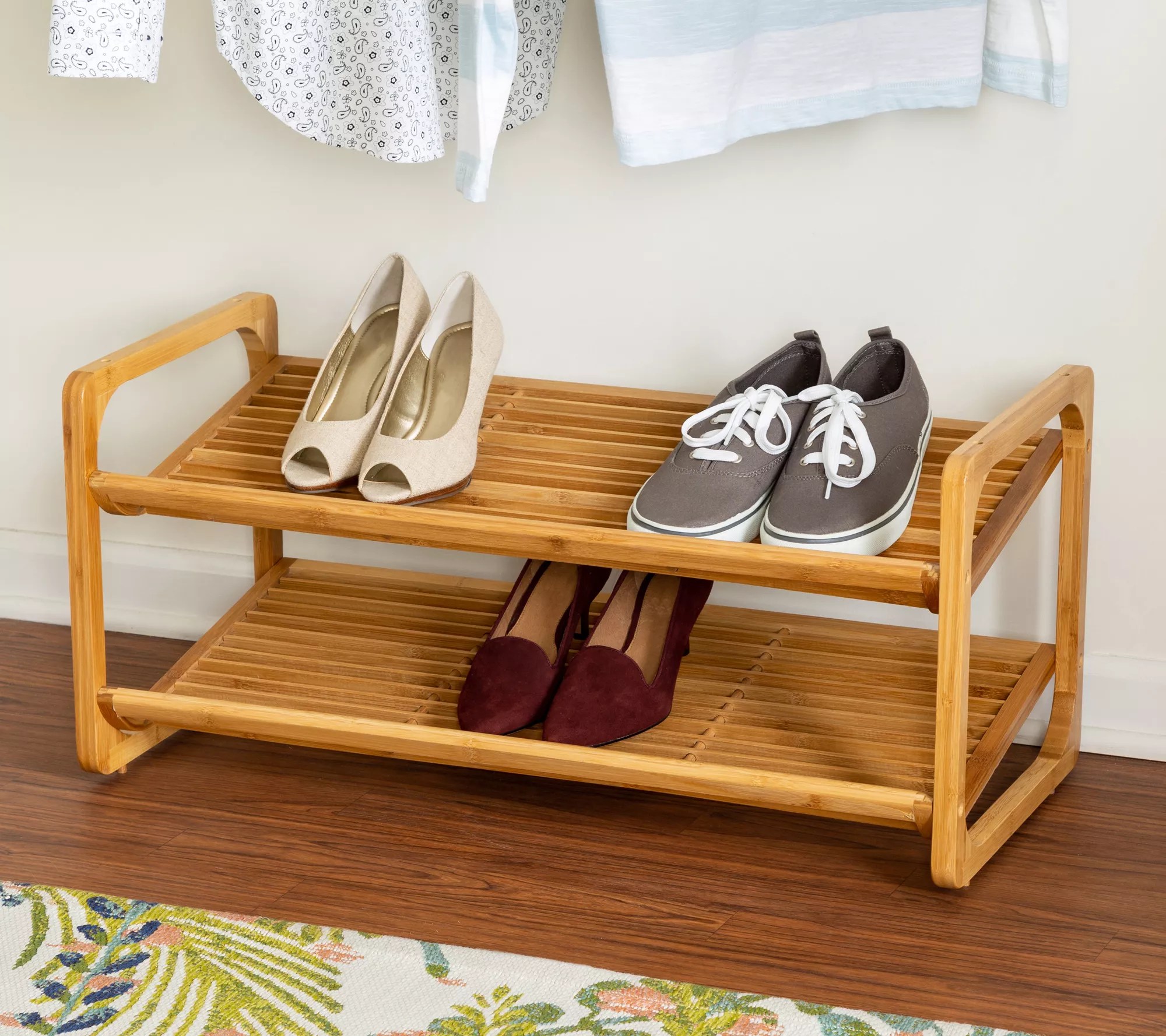 HoneyCanDo 2Tier Bamboo Shoe Rack