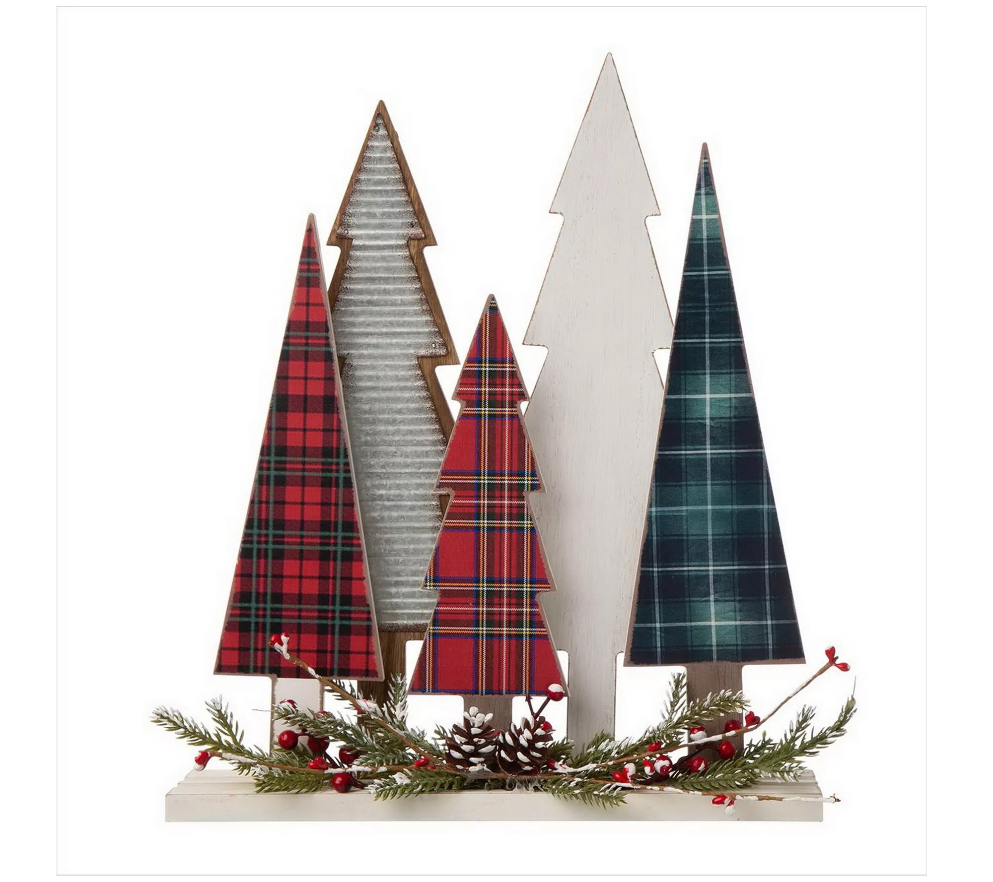 Glitzhome Wooden Christmas Tree Farm Table Decor