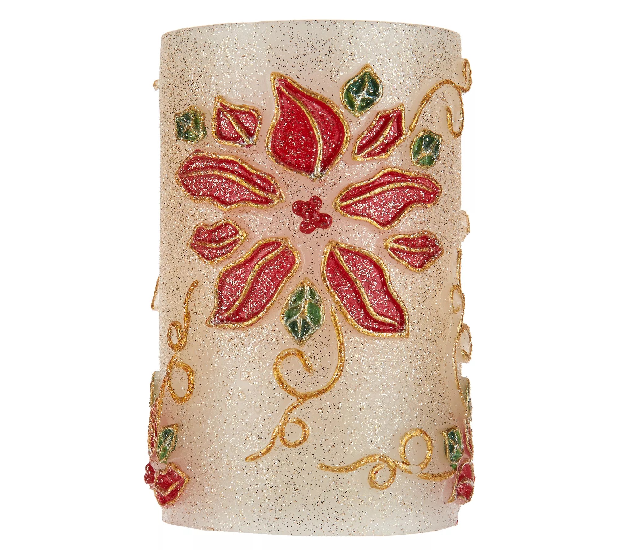 S/3 Poinsettia Embossed Flameless Candles by Valerie