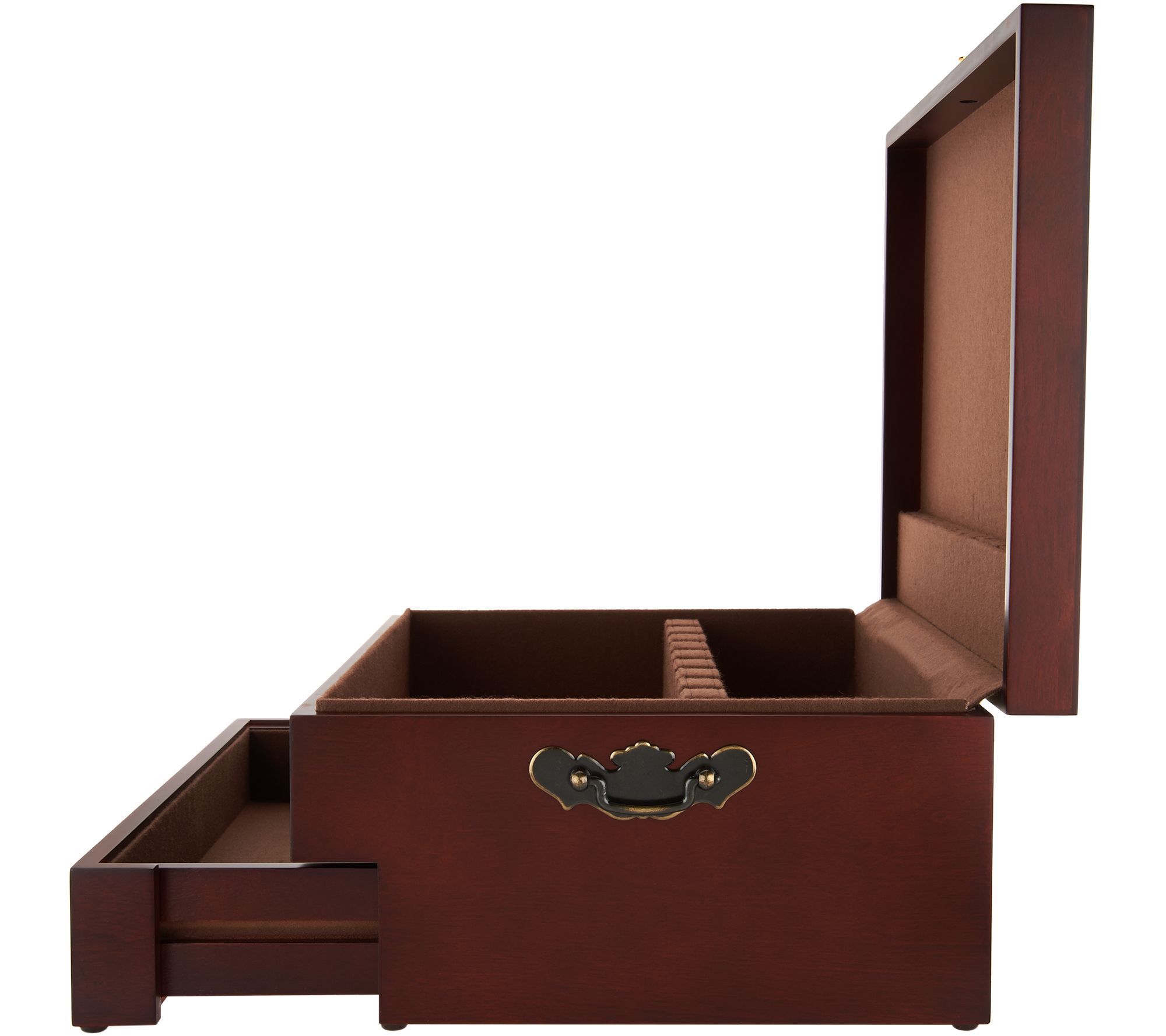 Classic Wood Flatware Chest with Brass Accents and Brown Lining