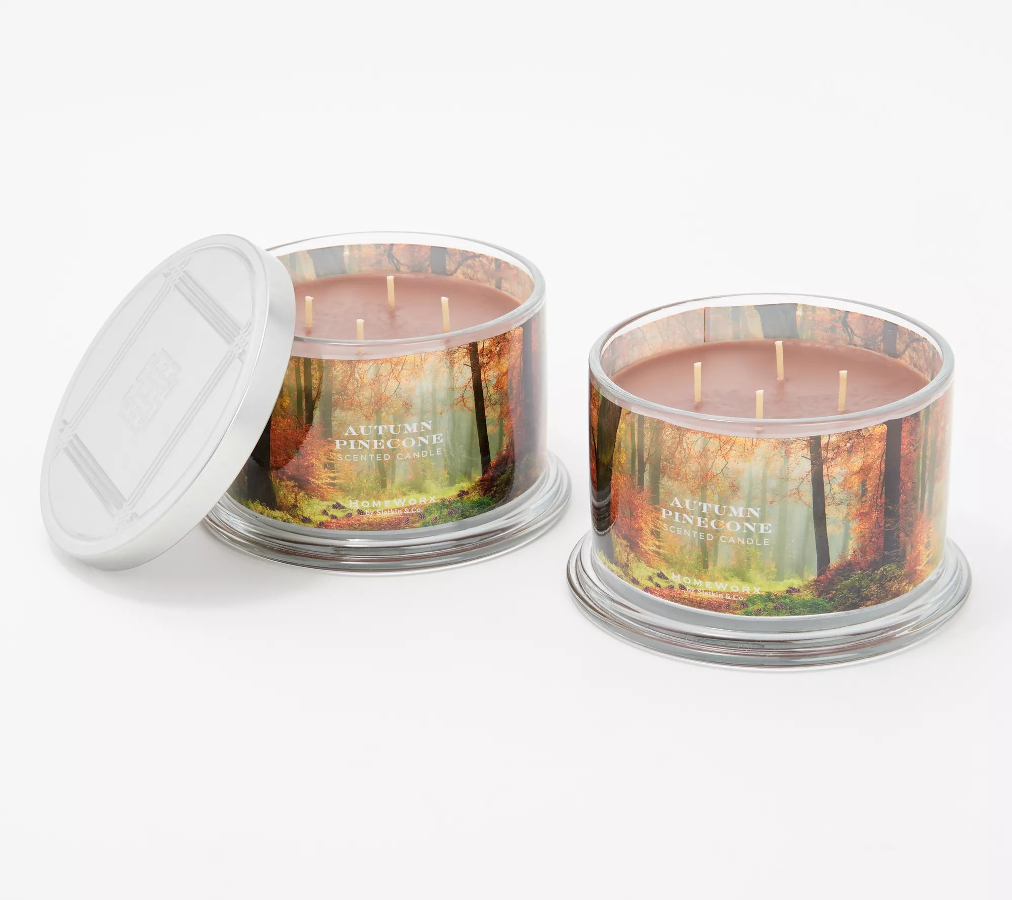 HomeWorx by Slatkin & Co. S/2 Autumn Pinecone 18oz Candles