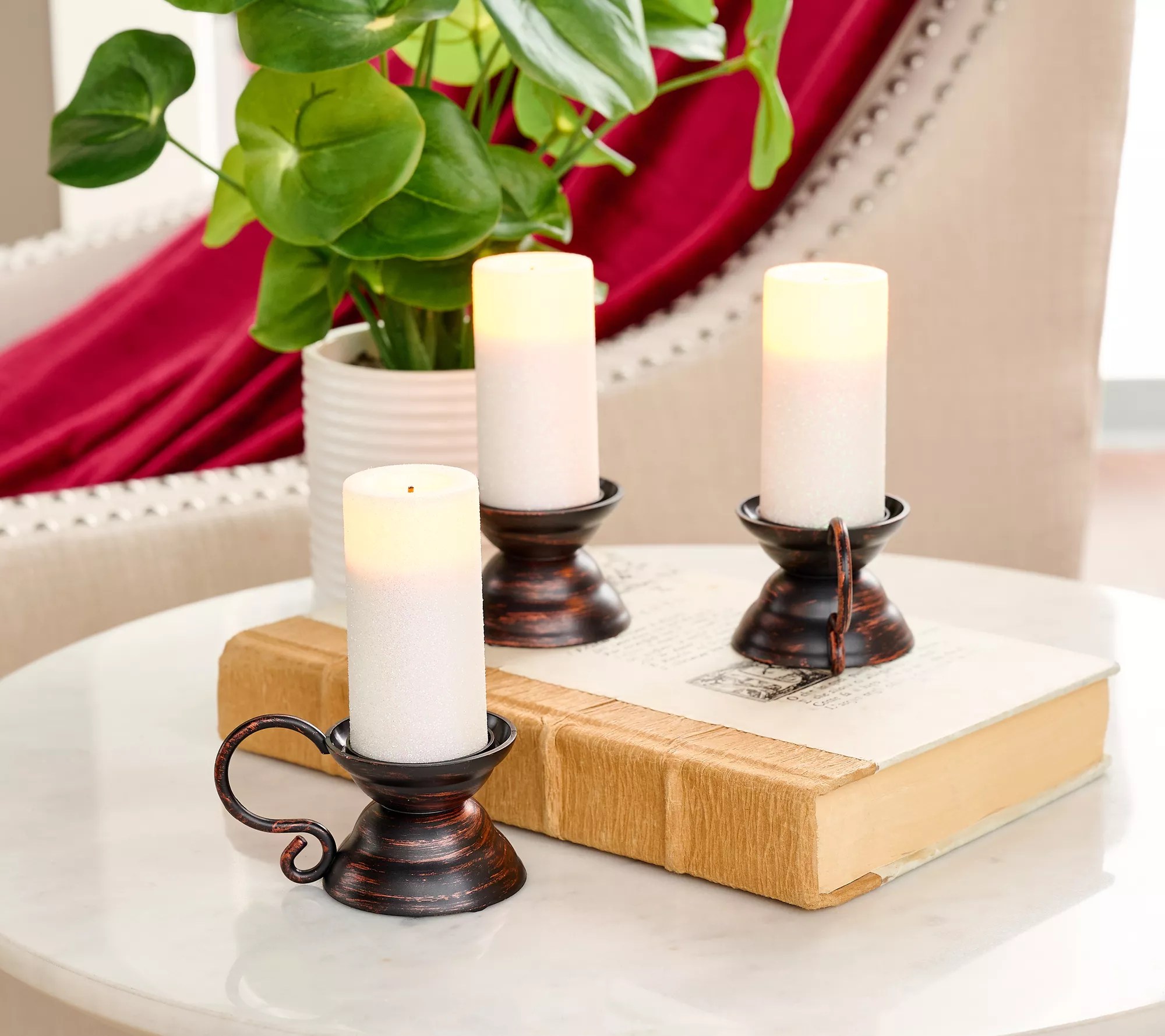 Candle Impressions Set of 3 Flameless Glitter Votives