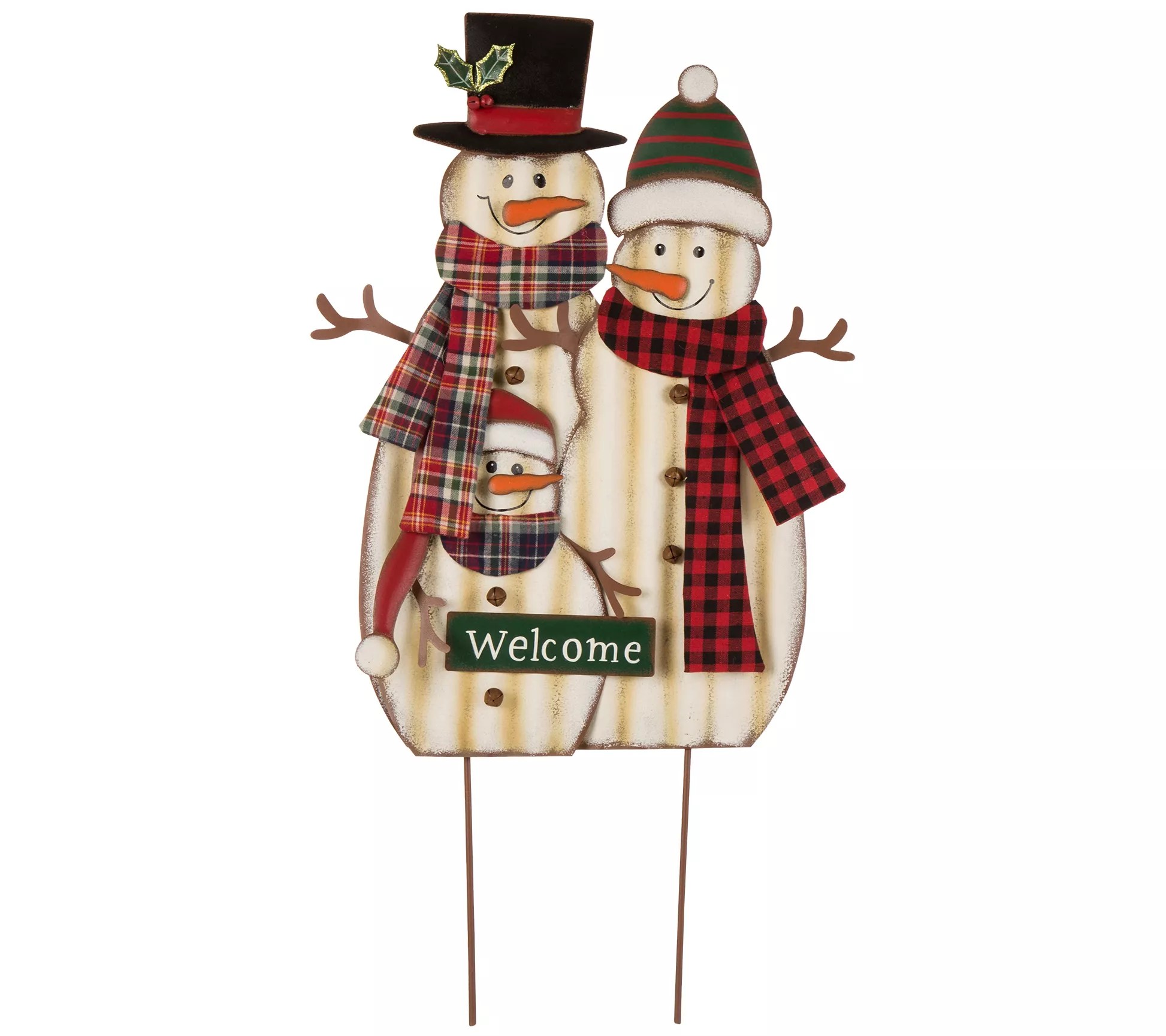 Glitzhome Snowman Family Yard Stake/Standing/Hanging Decor