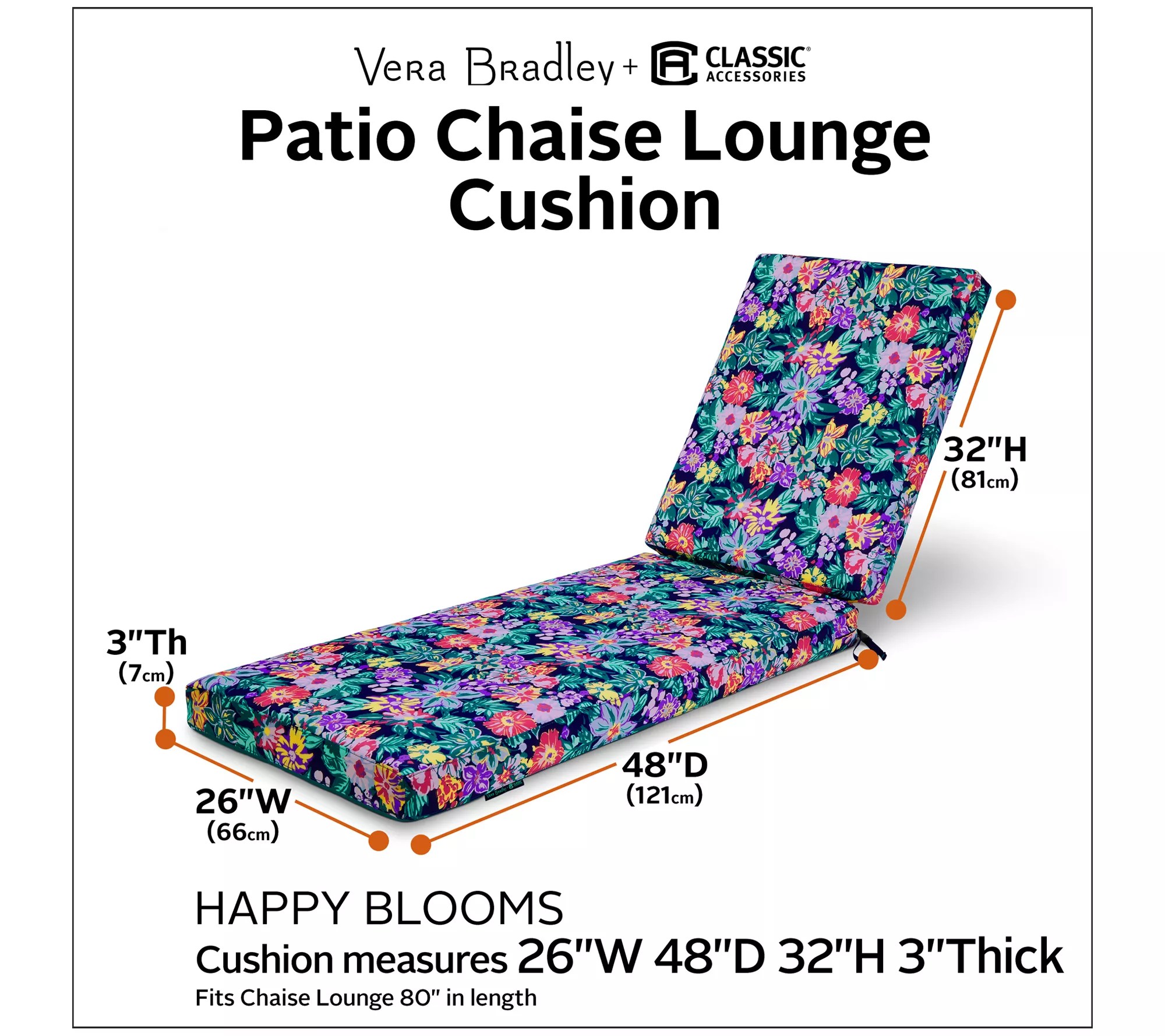 Vera Bradley Patio Chaise Lounge Cushion