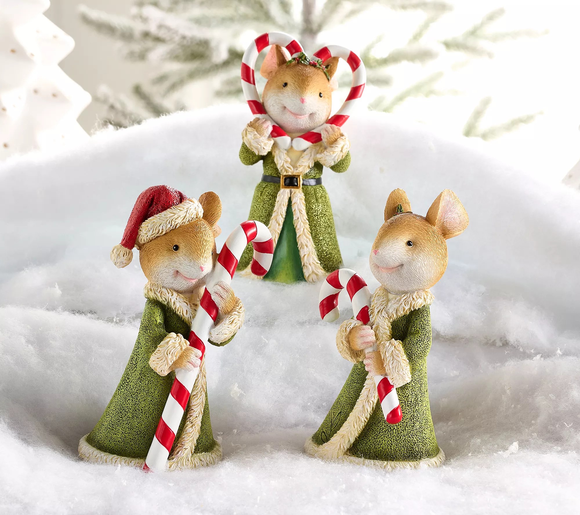 Set of 3 Mice with Candy Canes by Valerie