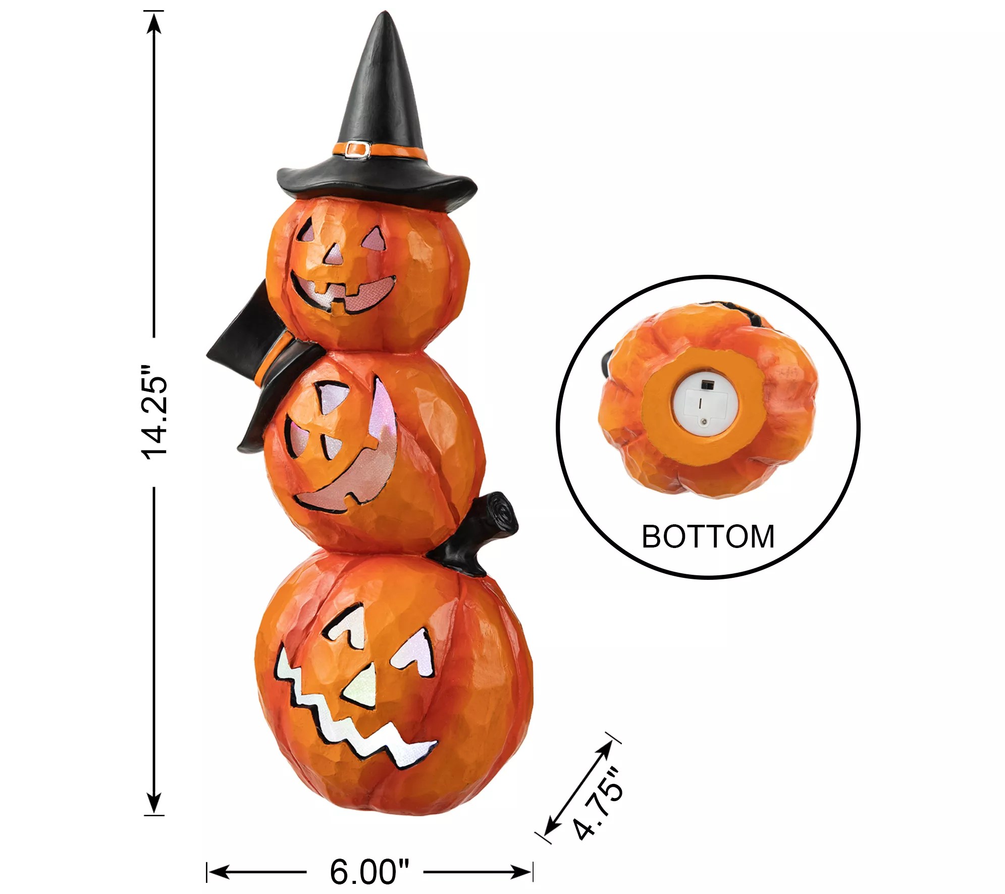 Glitzhome 14.25"H Halloween Lighted Pumpkin Table Decor