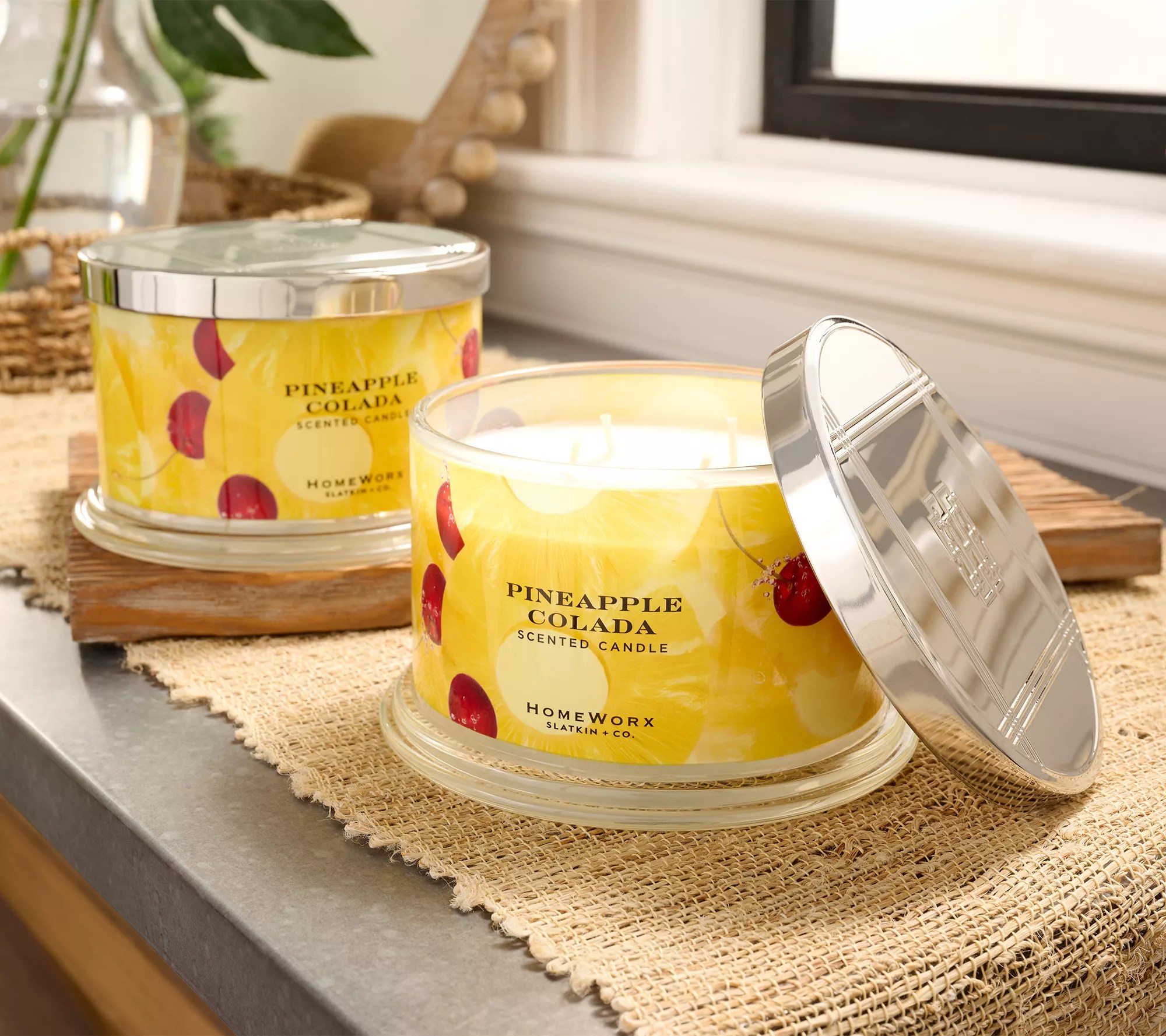 HomeWorx by Slatkin & Co. Set of 2 18oz. Pineapple Colada Candles