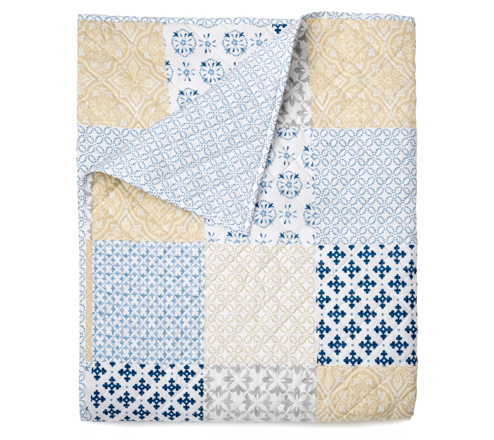 Martha Stewart Monaco Patchwork Print 3Piece Quilt Set Kin