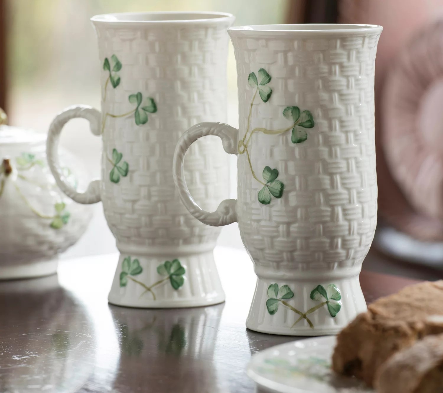 Belleek Classic Irish Set of 2 Coffee Mugs