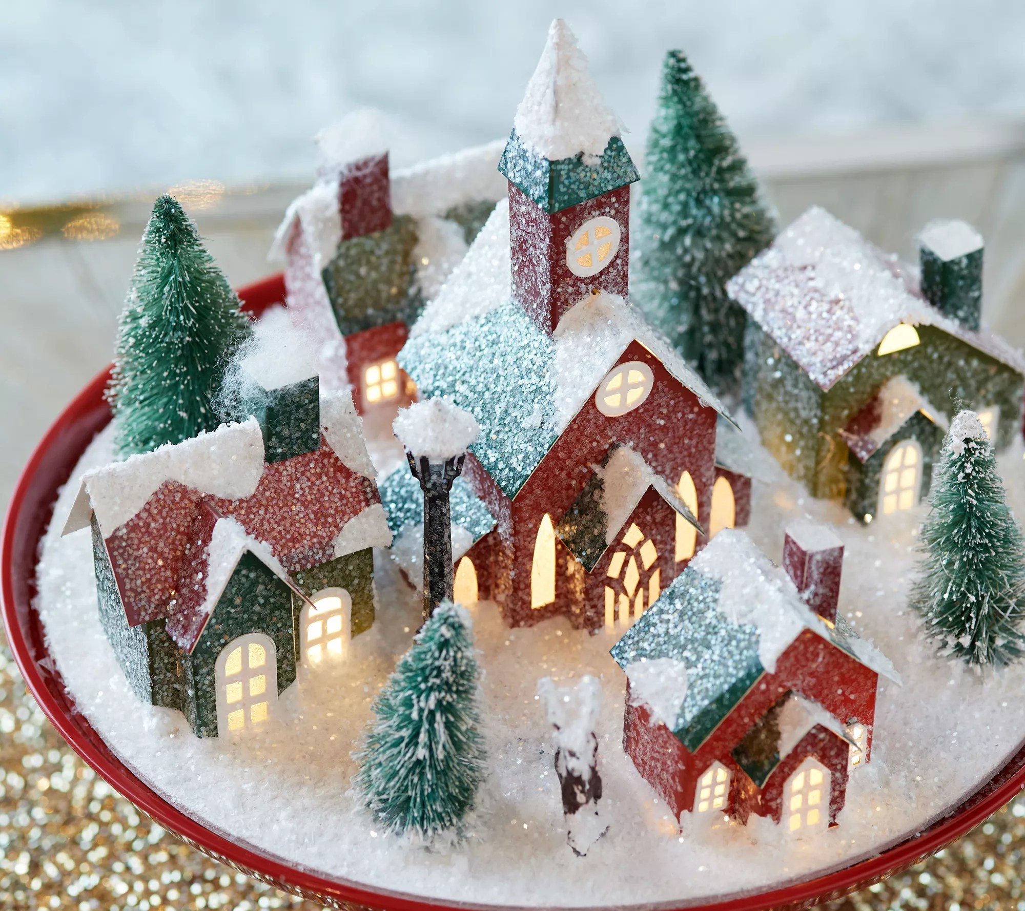 "As Is" Mr. Christmas Illuminated Retro Village on Cake Plate