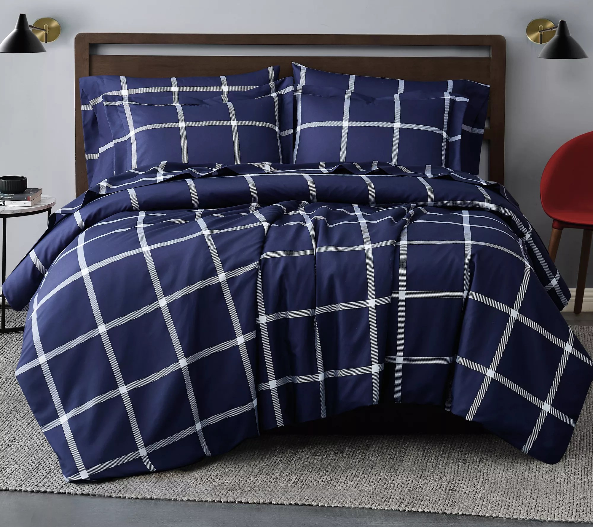 Truly Soft Printed Windowpane King Duvet CoverSet