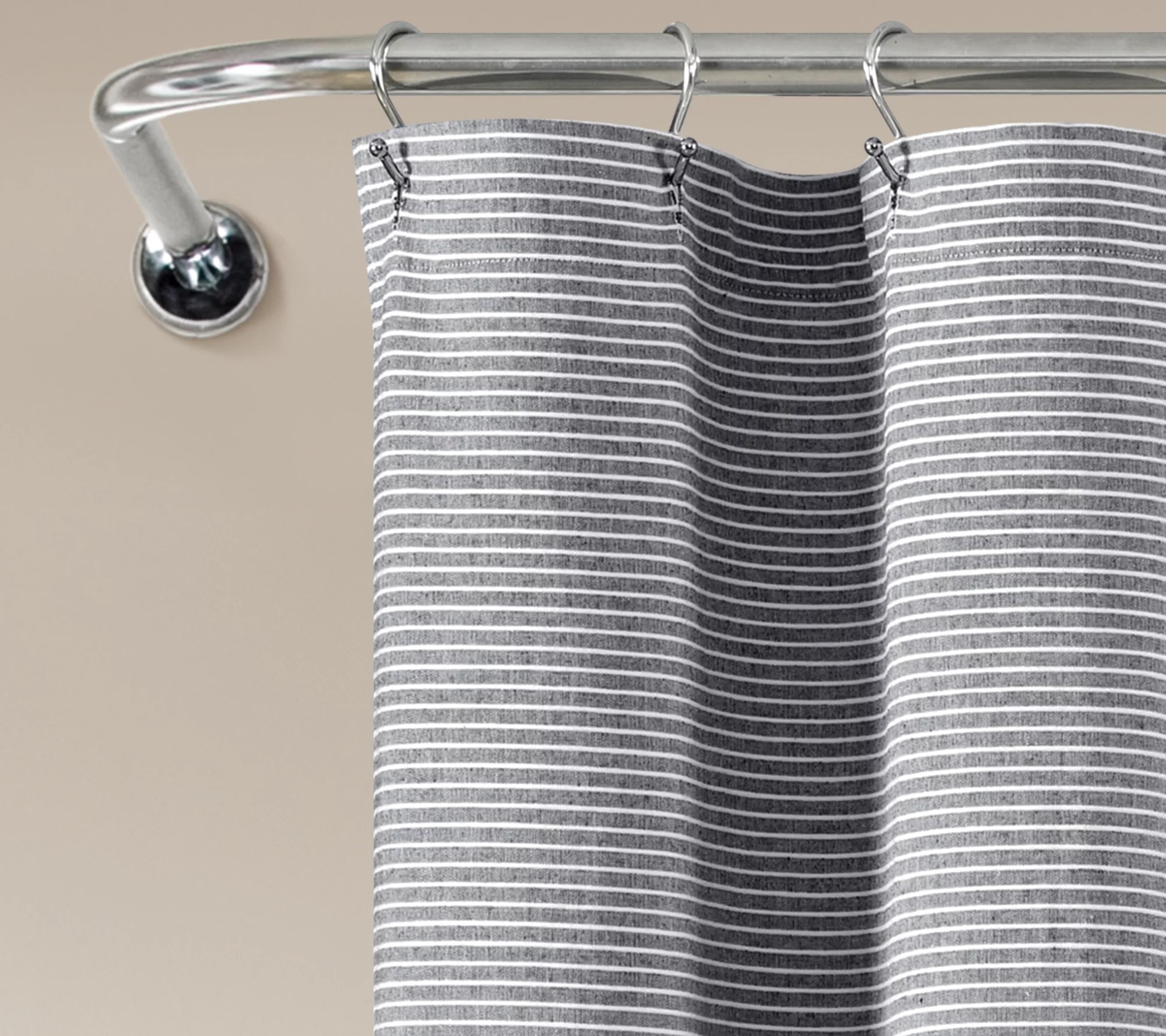 Farmhouse Button Stripe Yarn Dyed Shower Curtain by Lush Decor