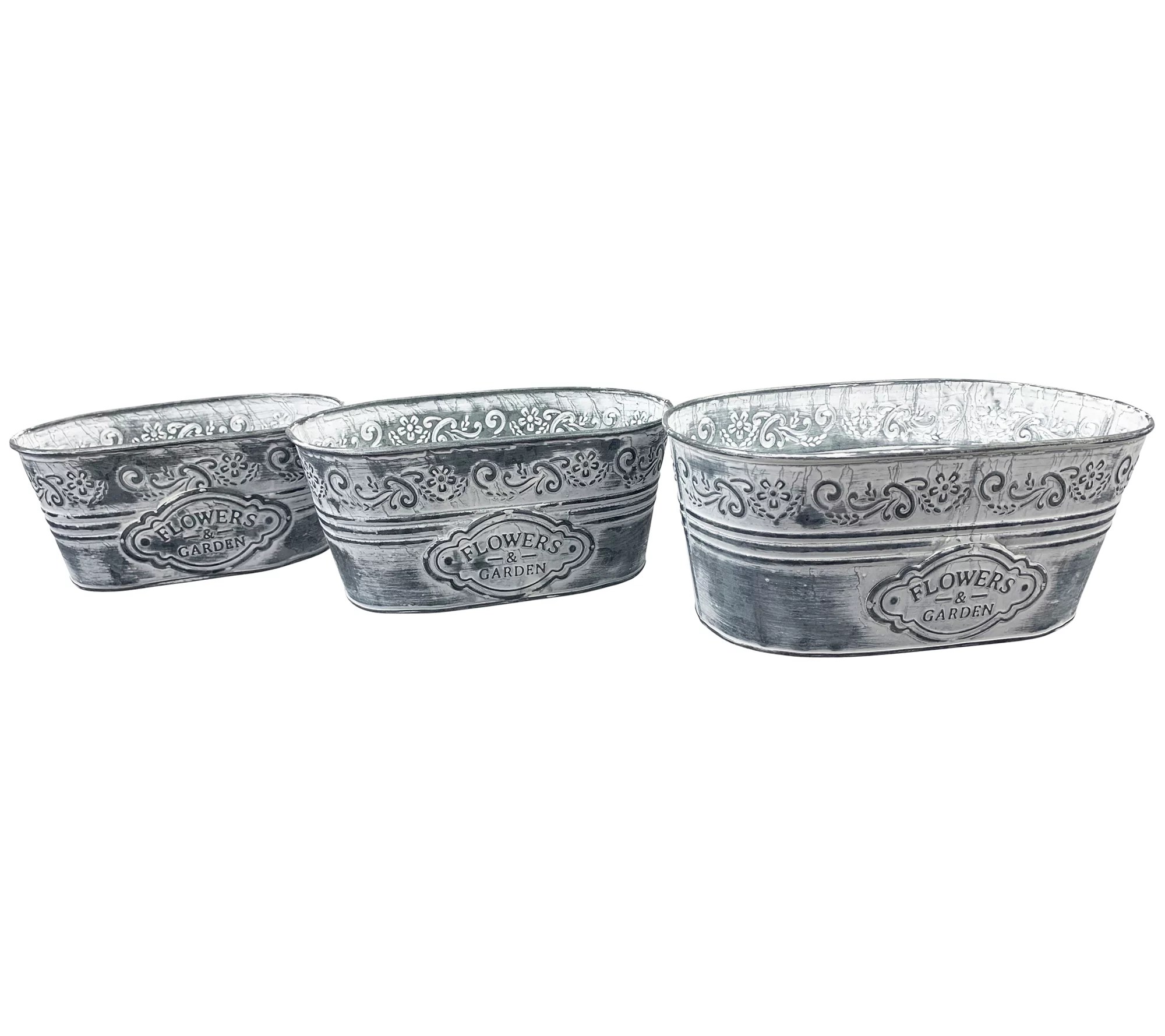 RCS White Wash Flower Planters Set of 3
