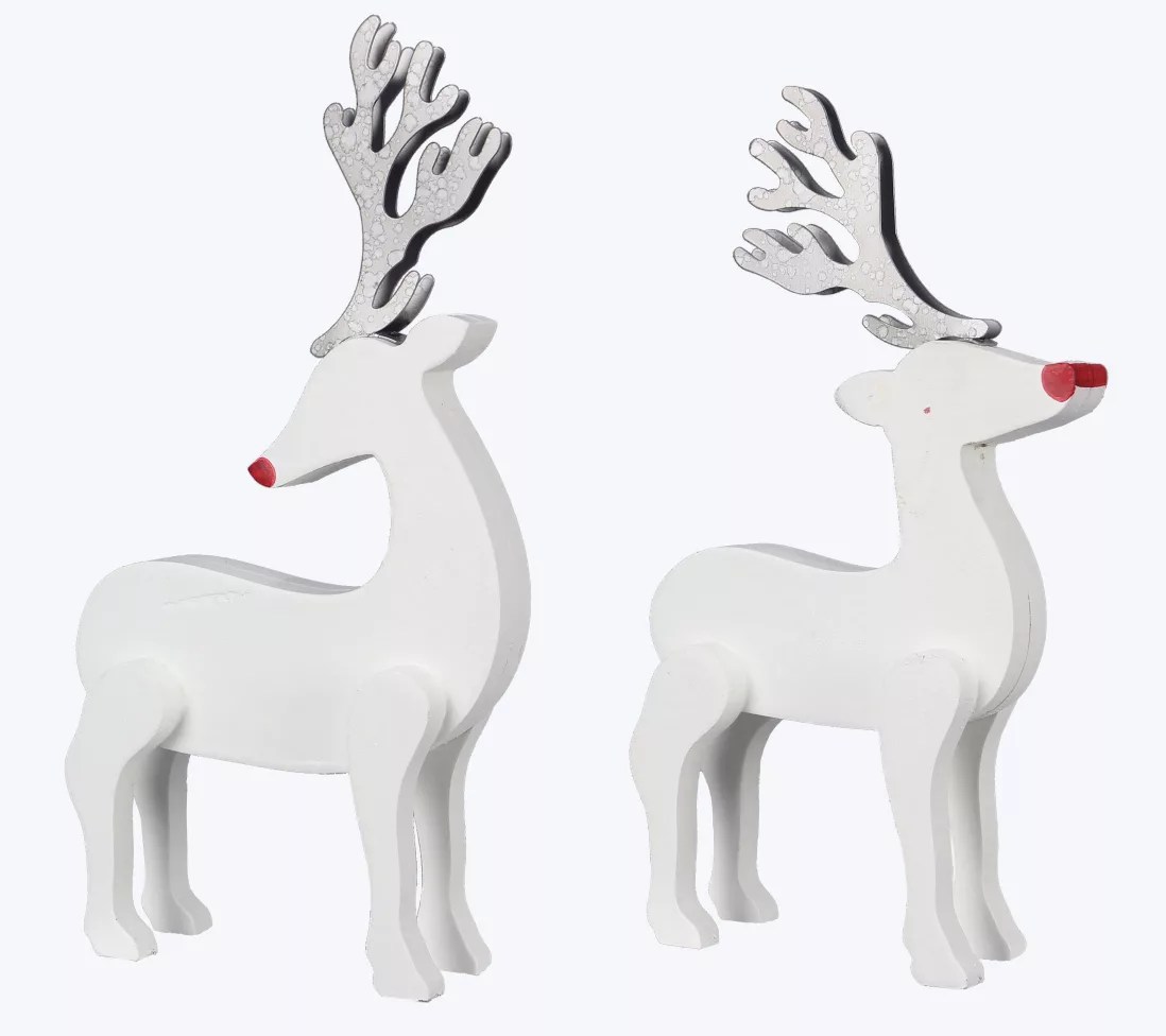 Young's Wood Christmas Deer Decor, Set of 2