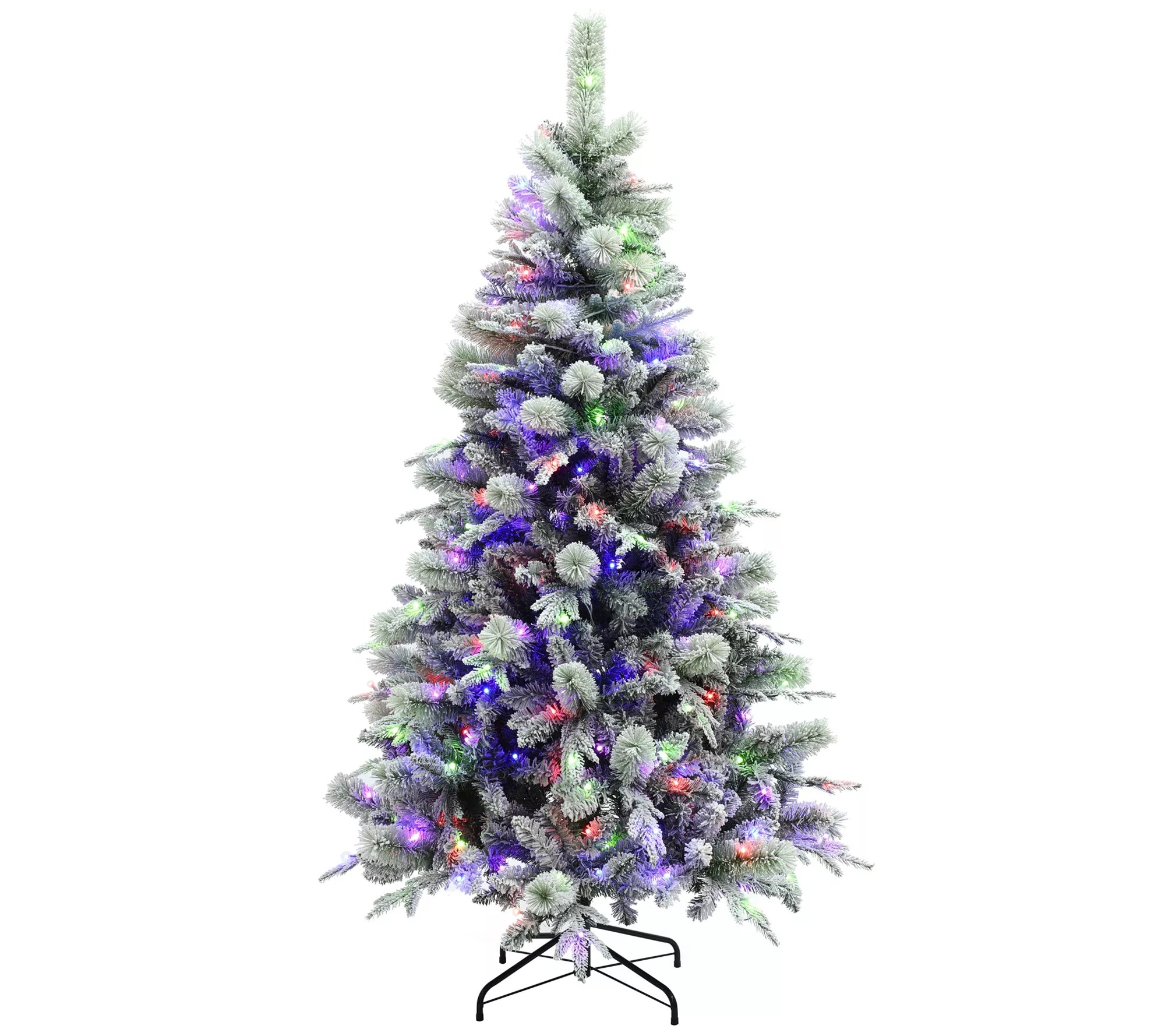 LuxenHome 6' PreLit Artificial SnowFlocked Christmas Tree