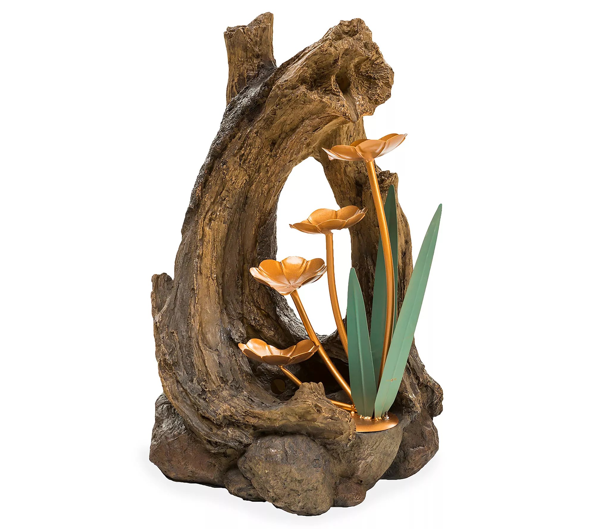 Evergreen Indoor/Outdoor Woodland Stump Fountain Lily Pads