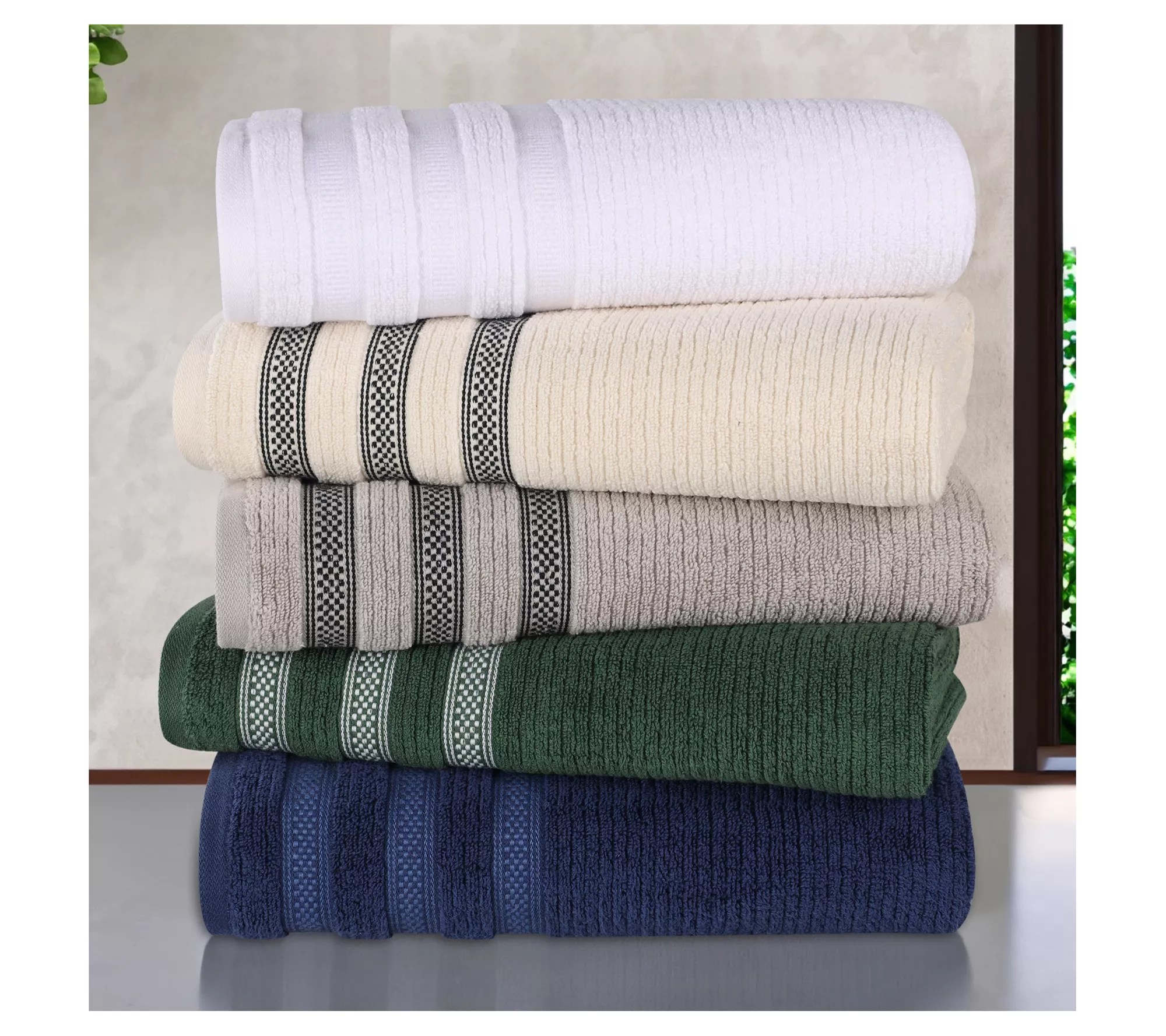 Superior 12pc Soft Zero Twist Cotton Ribbed Plush Face Towels