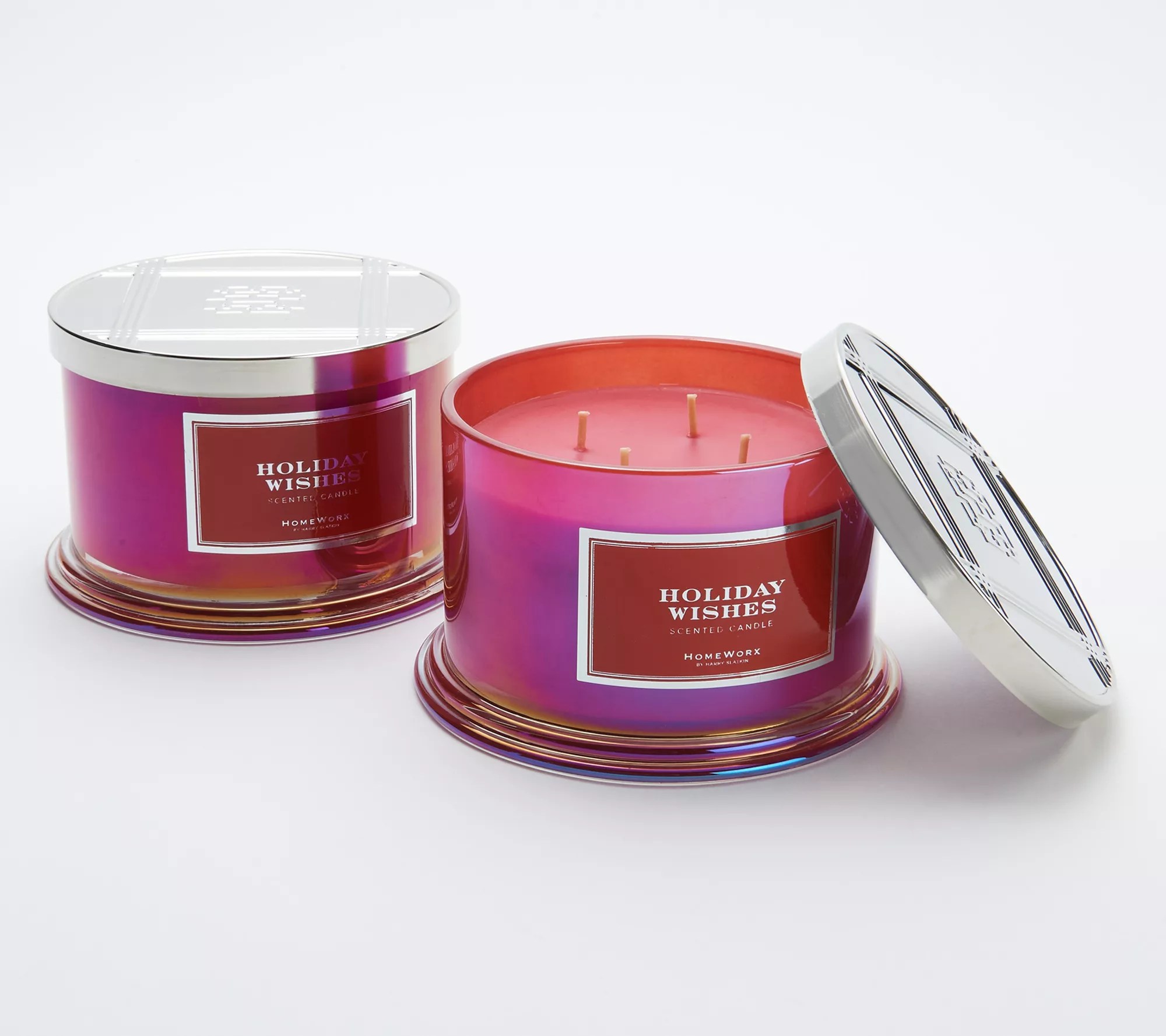HomeWorx by Harry Slatkin S/2 Holiday Wishes 18oz Candles