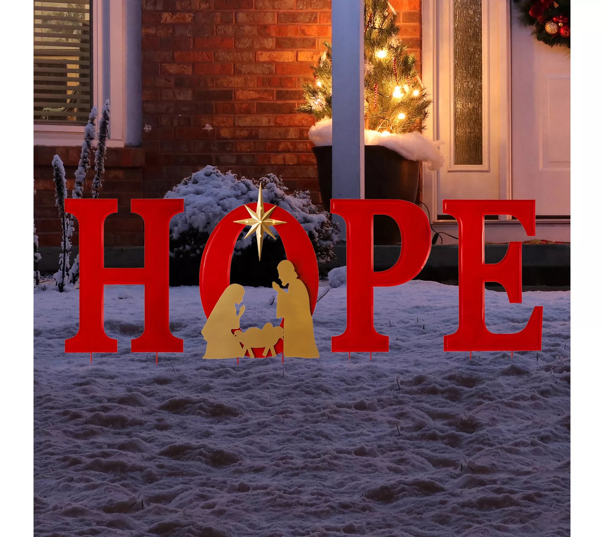 Glitzhome LED Lighted 4 Letter Christmas HOPE Yard Stakes