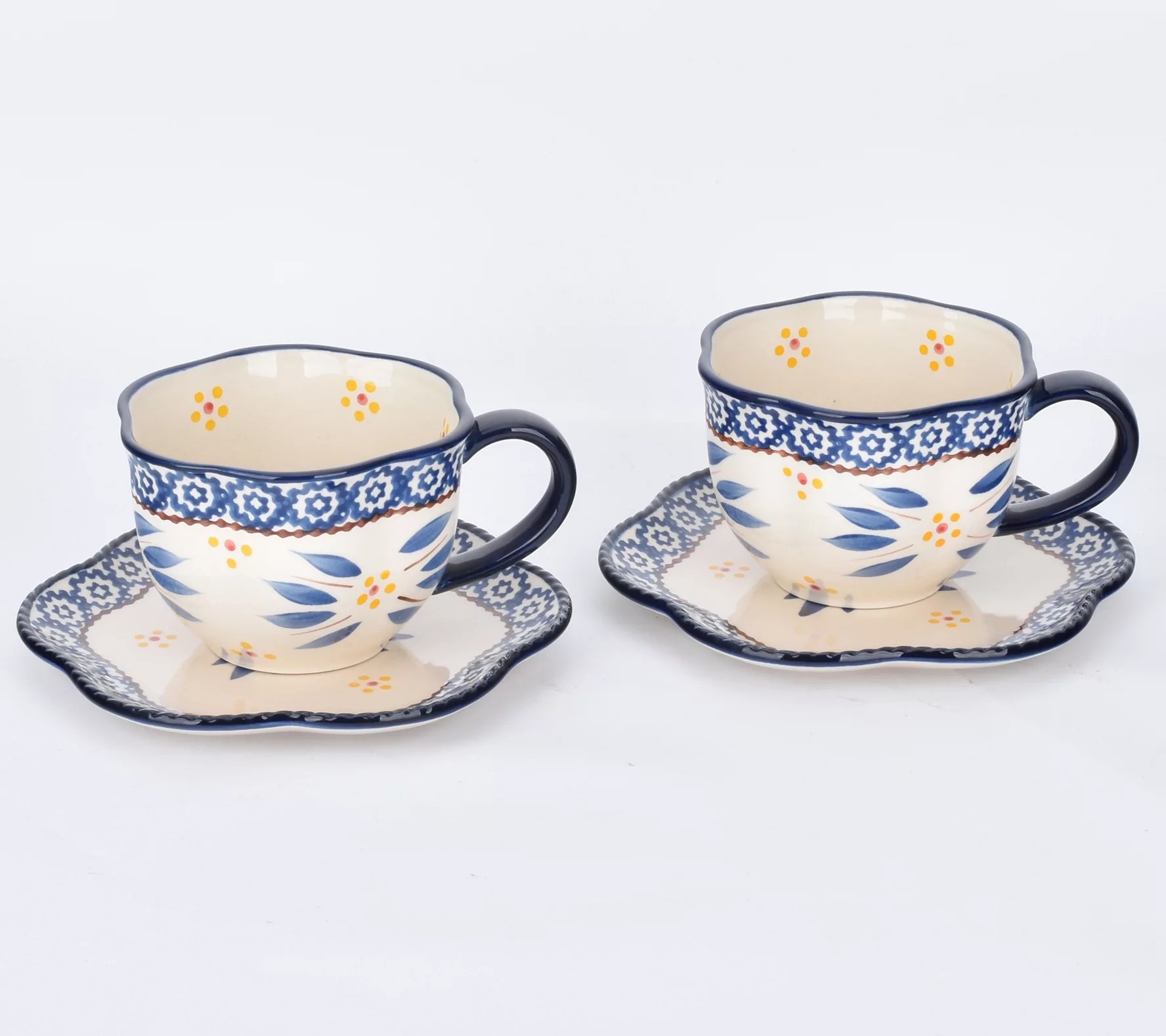 Temptations Old World Set of 2 Teacups with Saucers