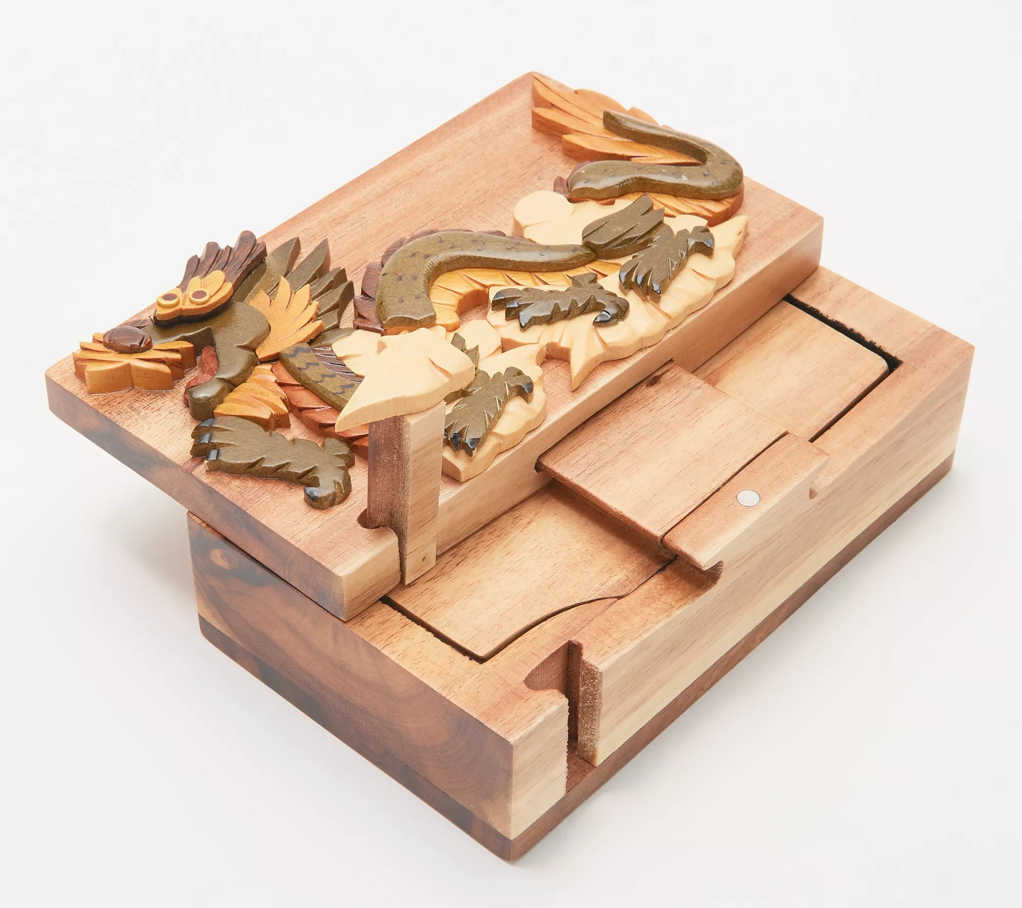 Handcrafted Hardwood Storage Puzzle Box w/ Closure