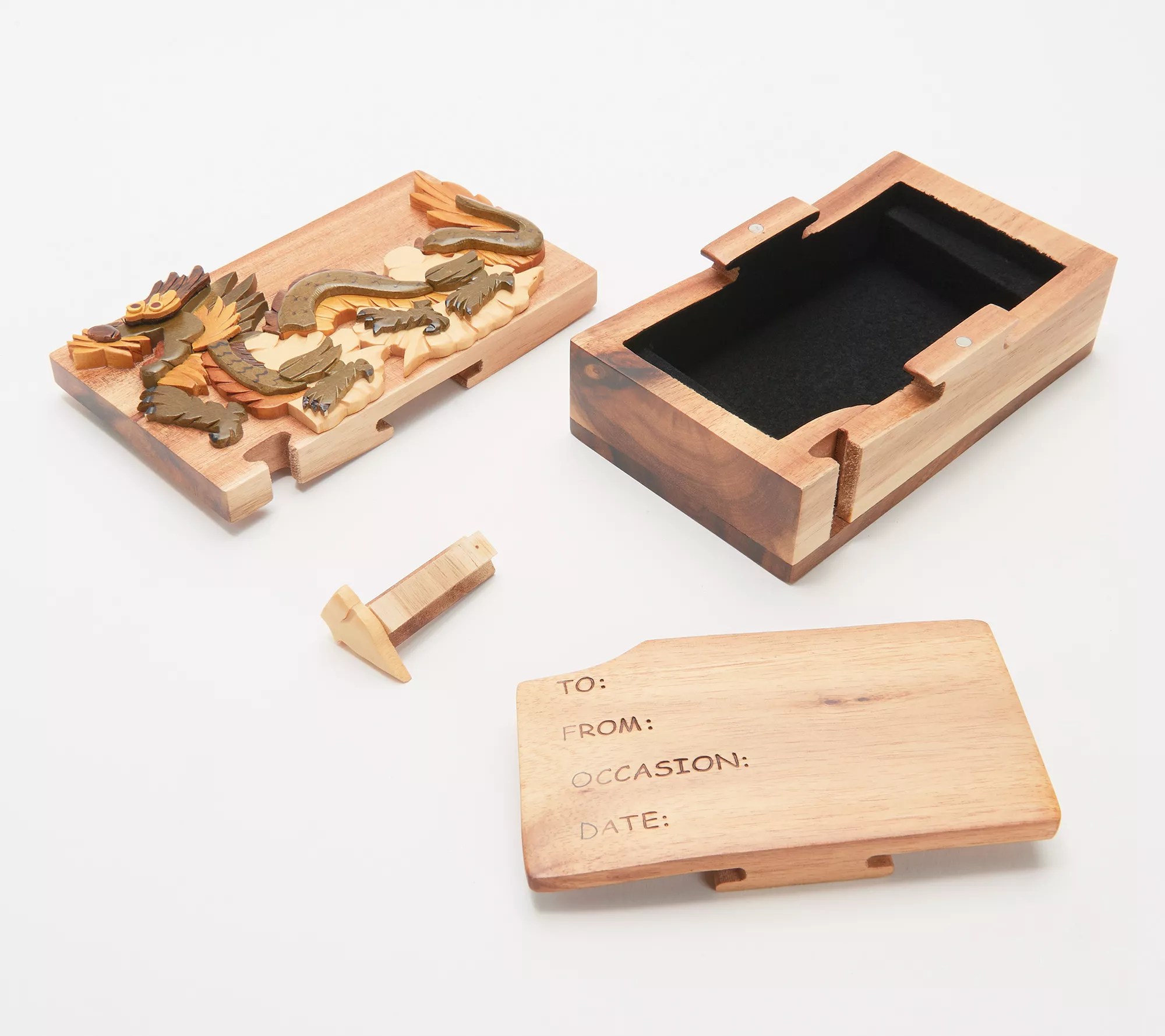 Handcrafted Hardwood Storage Puzzle Box w/ Closure