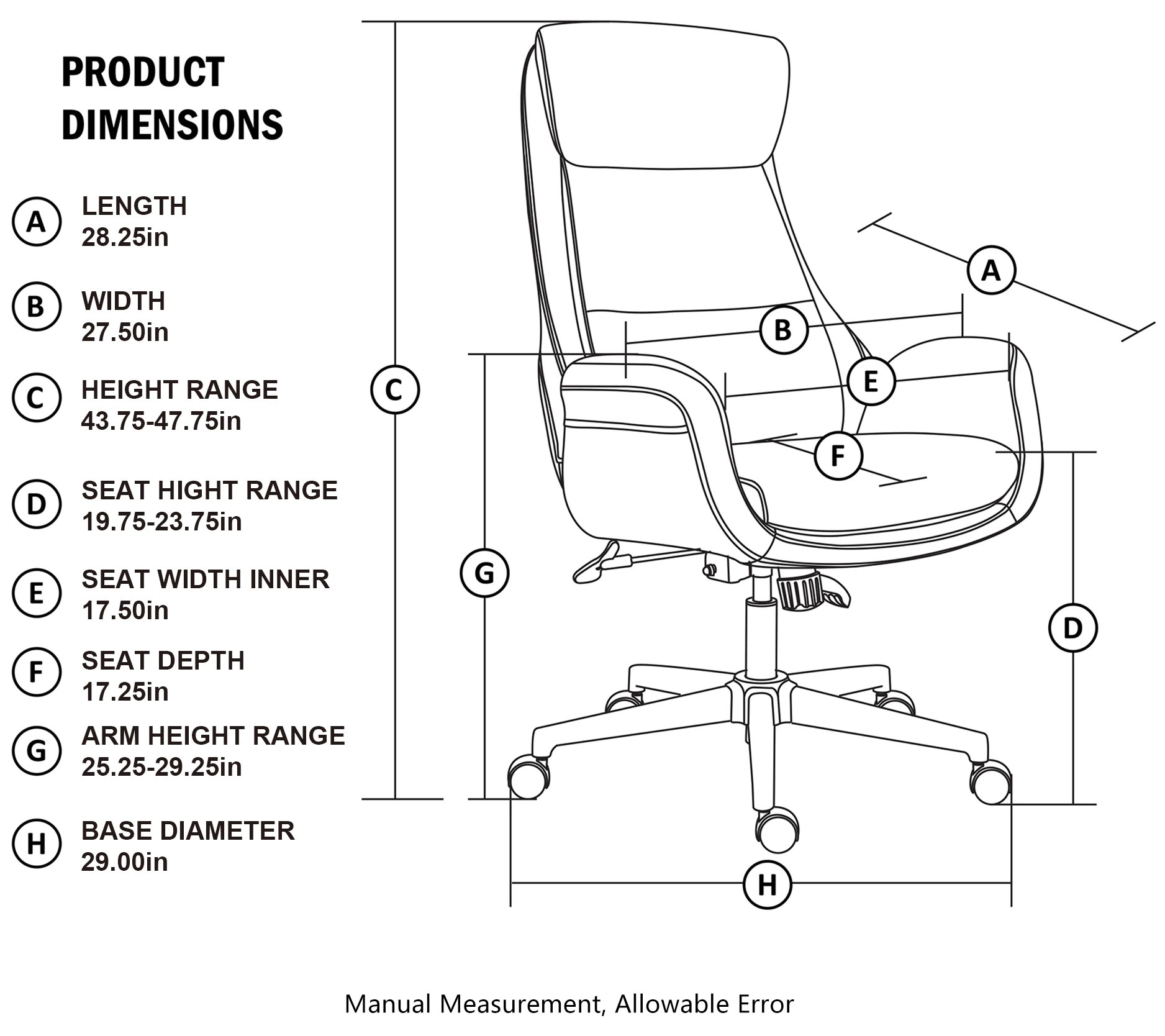 Glitzhome Two Toned Gaslift Height Adjust Swivel Office Chair