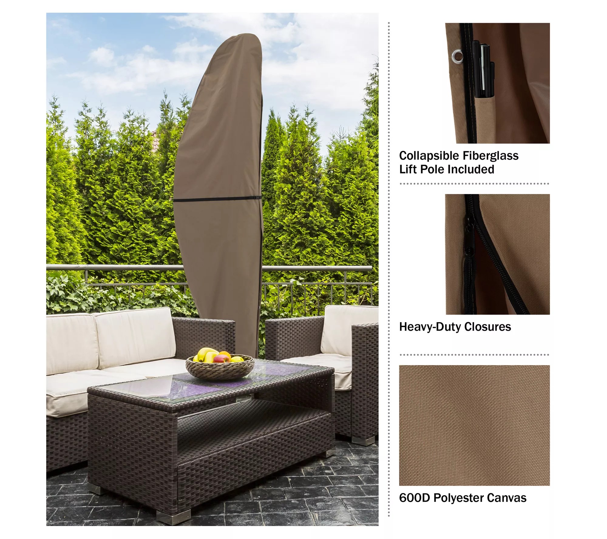 Pure Garden Waterproof Offset Umbrella Cover 11 .5 Ft Round