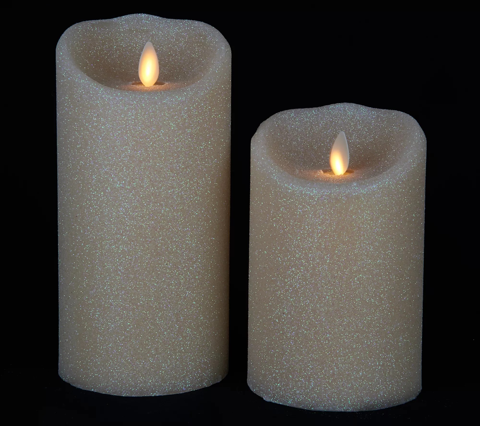 Luminara Set of 2 5" and 7" Glitter Candles with Remote