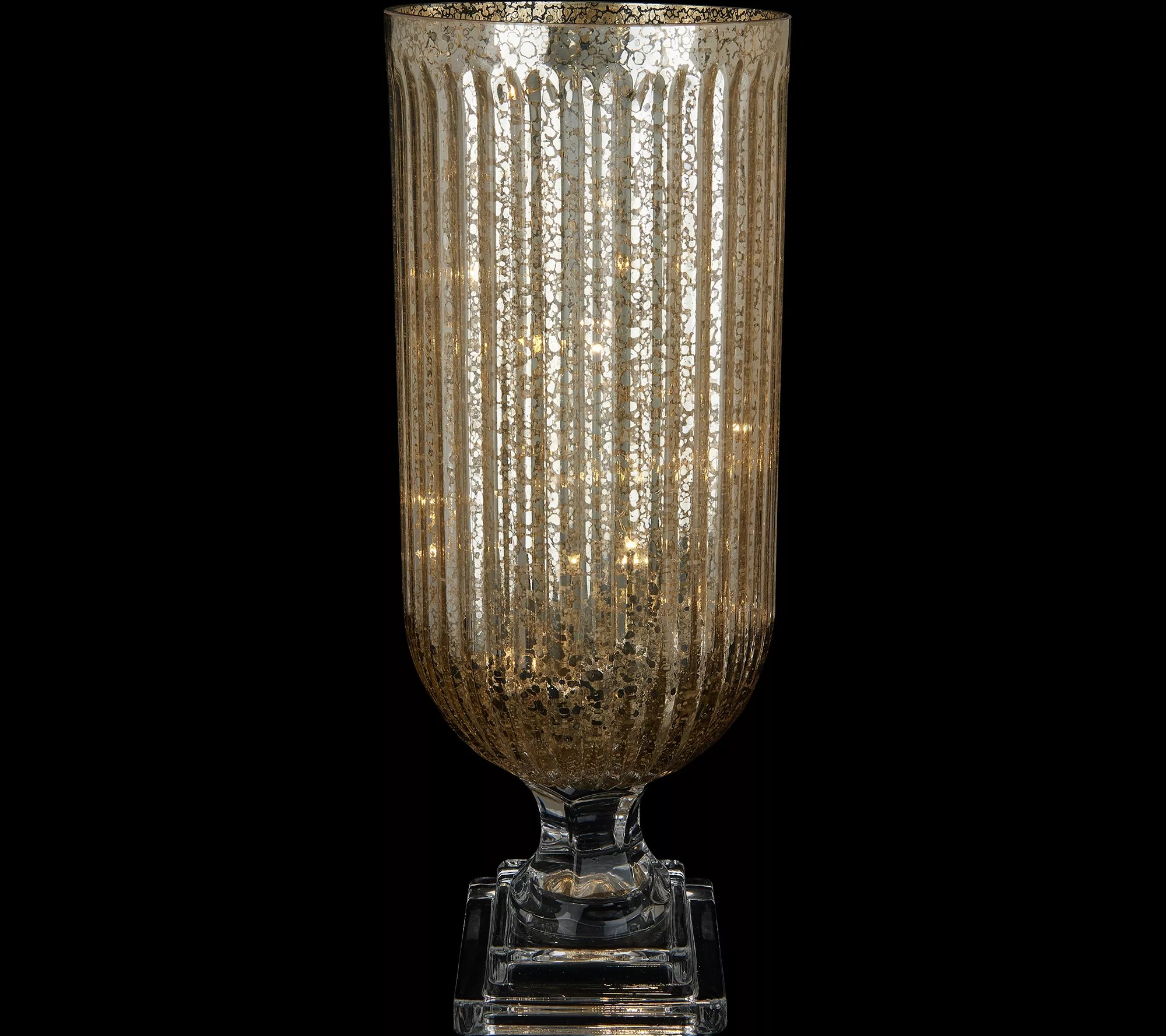 Illuminated Ribbed Mercury Glass Hurricane by Valerie