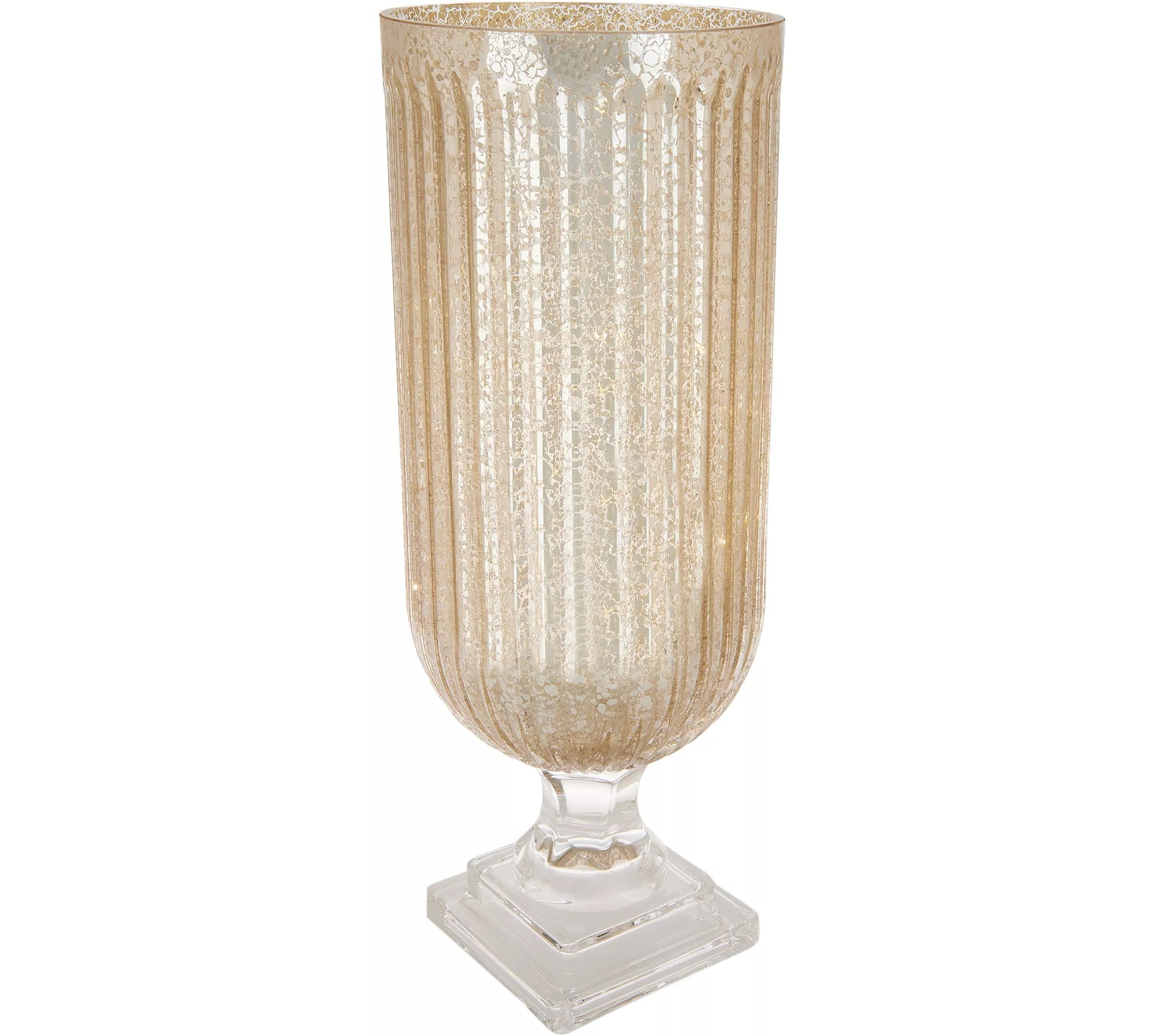 Illuminated Ribbed Mercury Glass Hurricane by Valerie