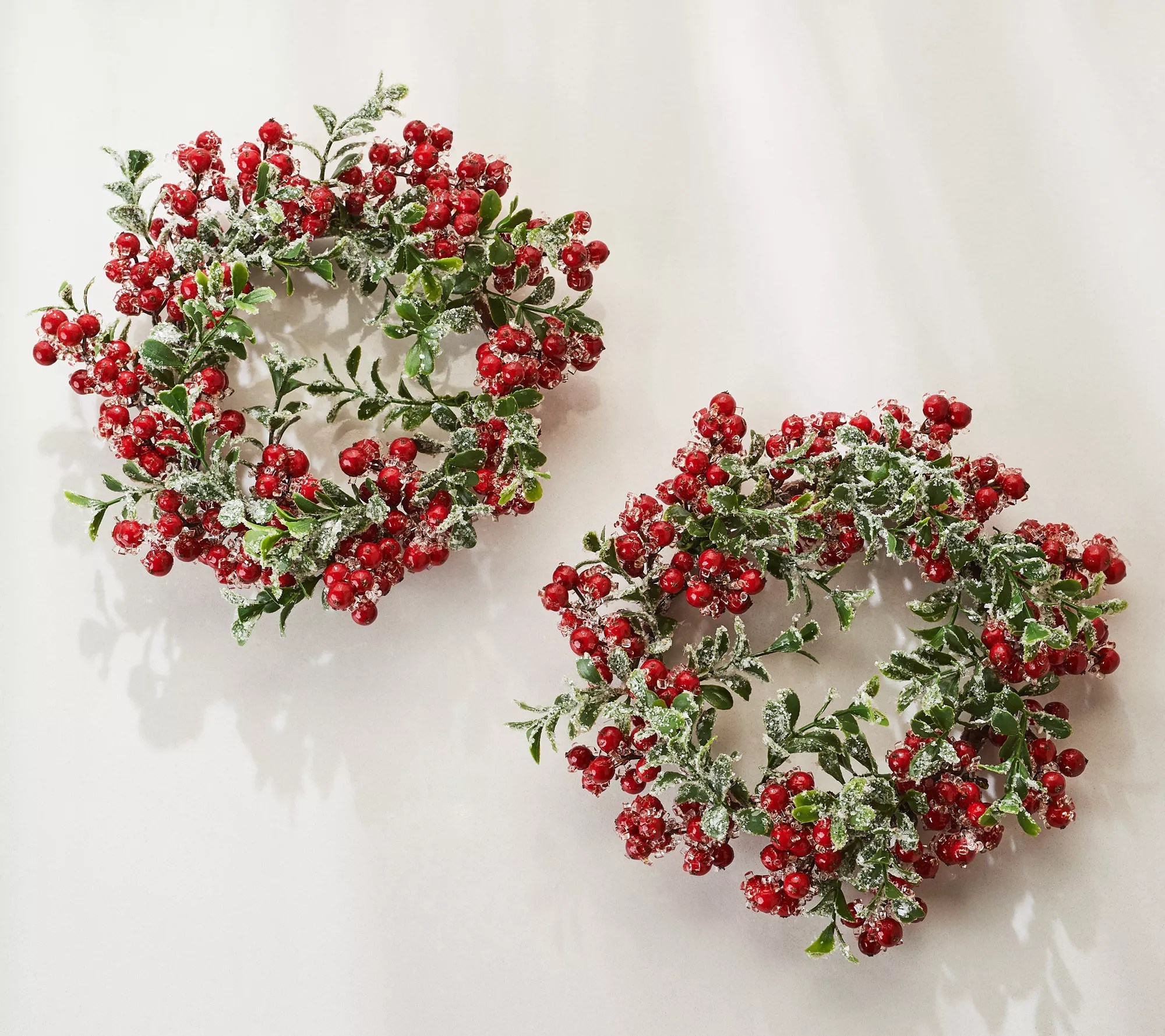 "As Is" Set of 2 Berry and Leaves Candle Rings by Valerie