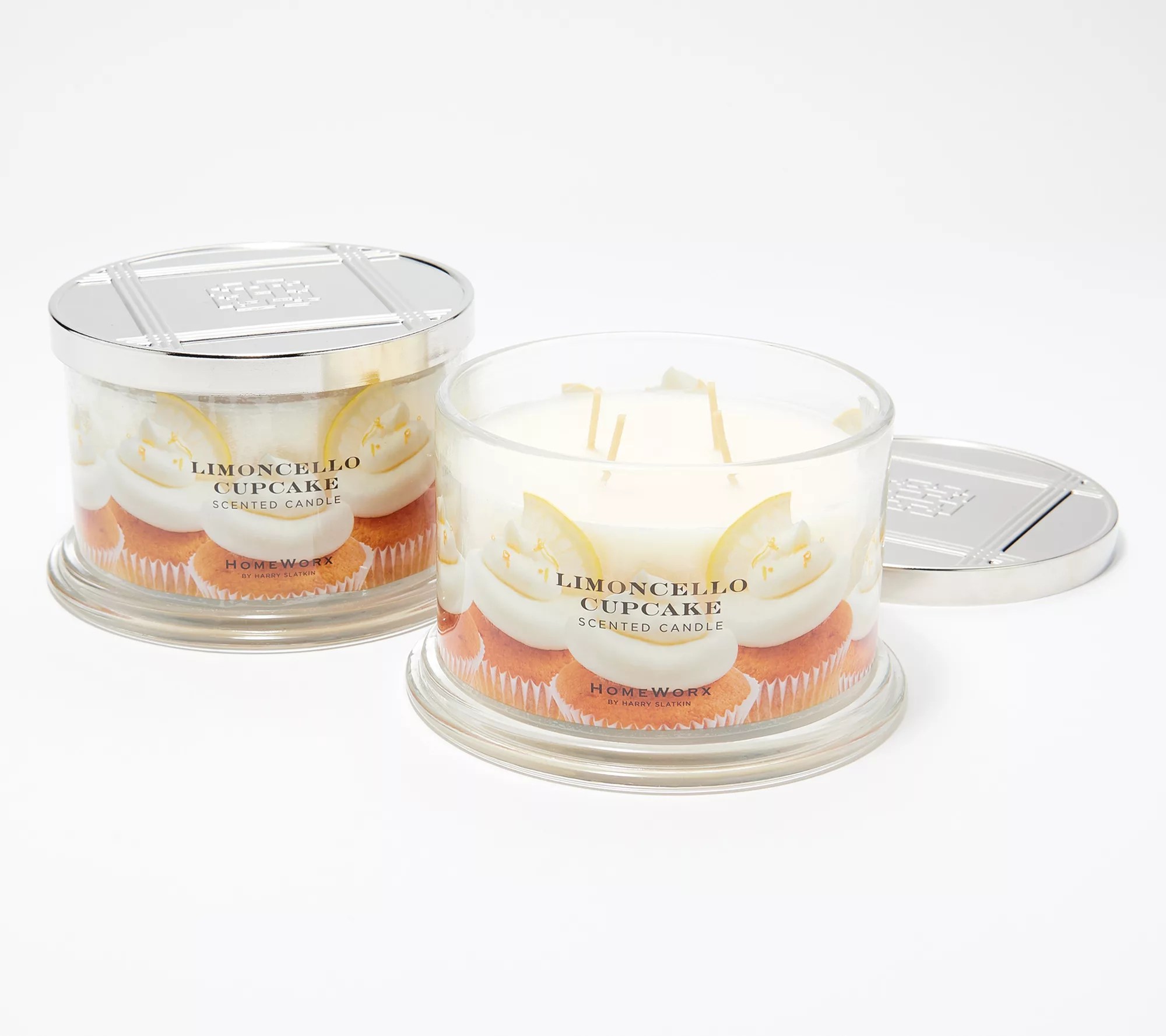 HomeWorx by Harry Slatkin S/2 Limoncello Cupcake 18oz Candles