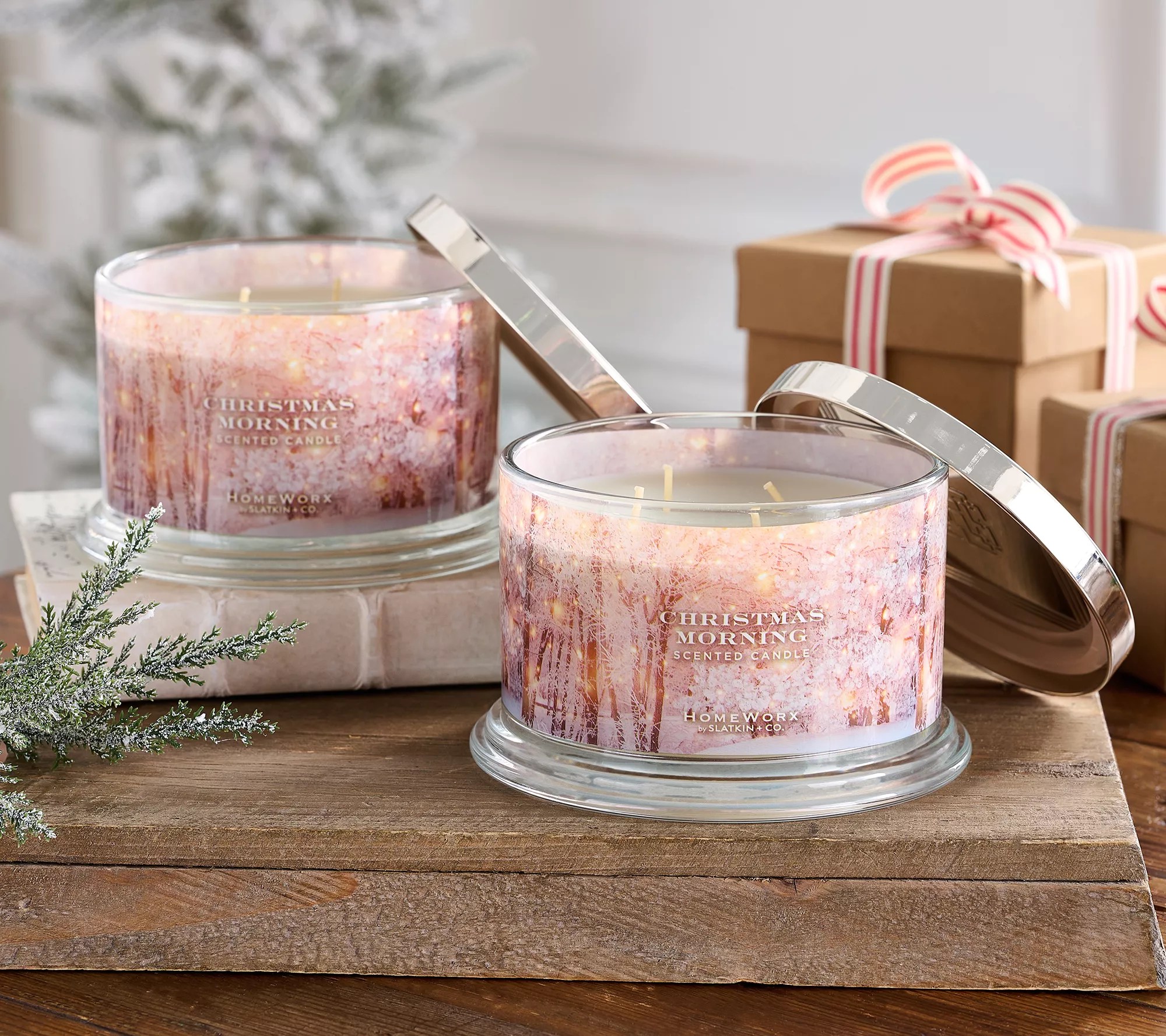 HomeWorx by Slatkin & Co. S/2 Christmas Morning 18oz Candles