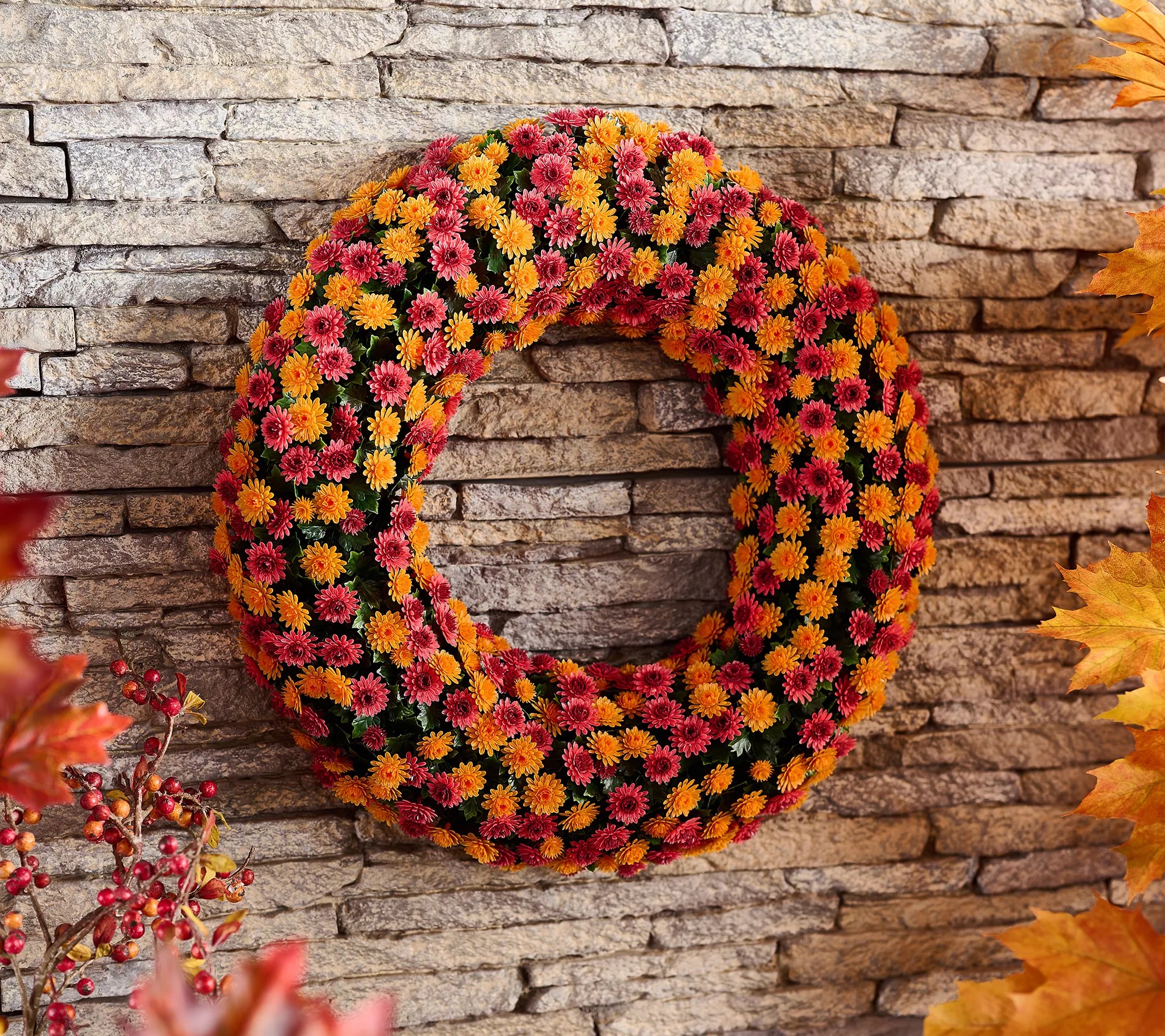 Wicker Park 21" Faux Harvest Mum Wreath