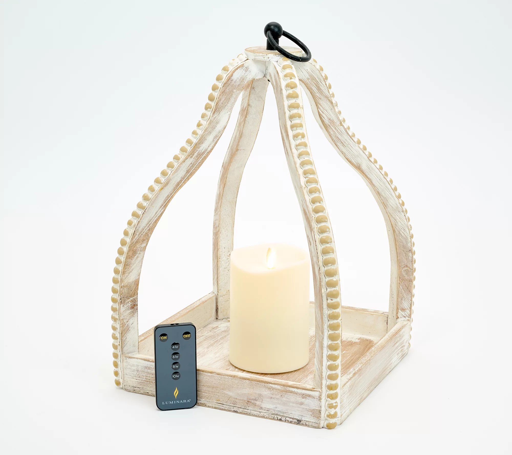 "As Is"Luminara 15" Wooden Lantern with 5.15" Flameless Pillar