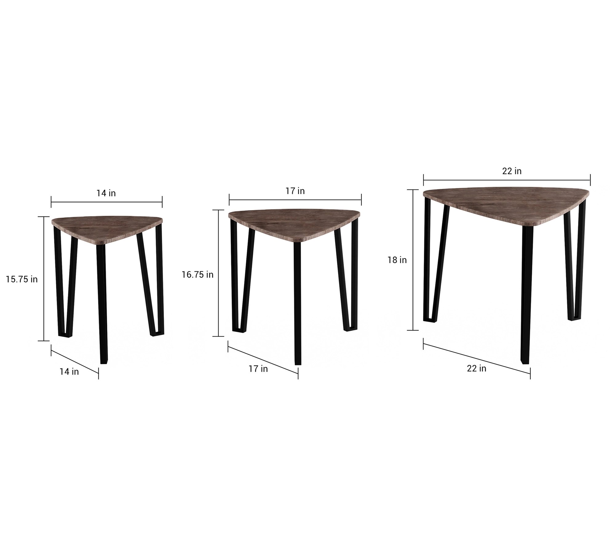 Lavish Home 3 Modern WoodgrainLook Nesting Coffee Tables