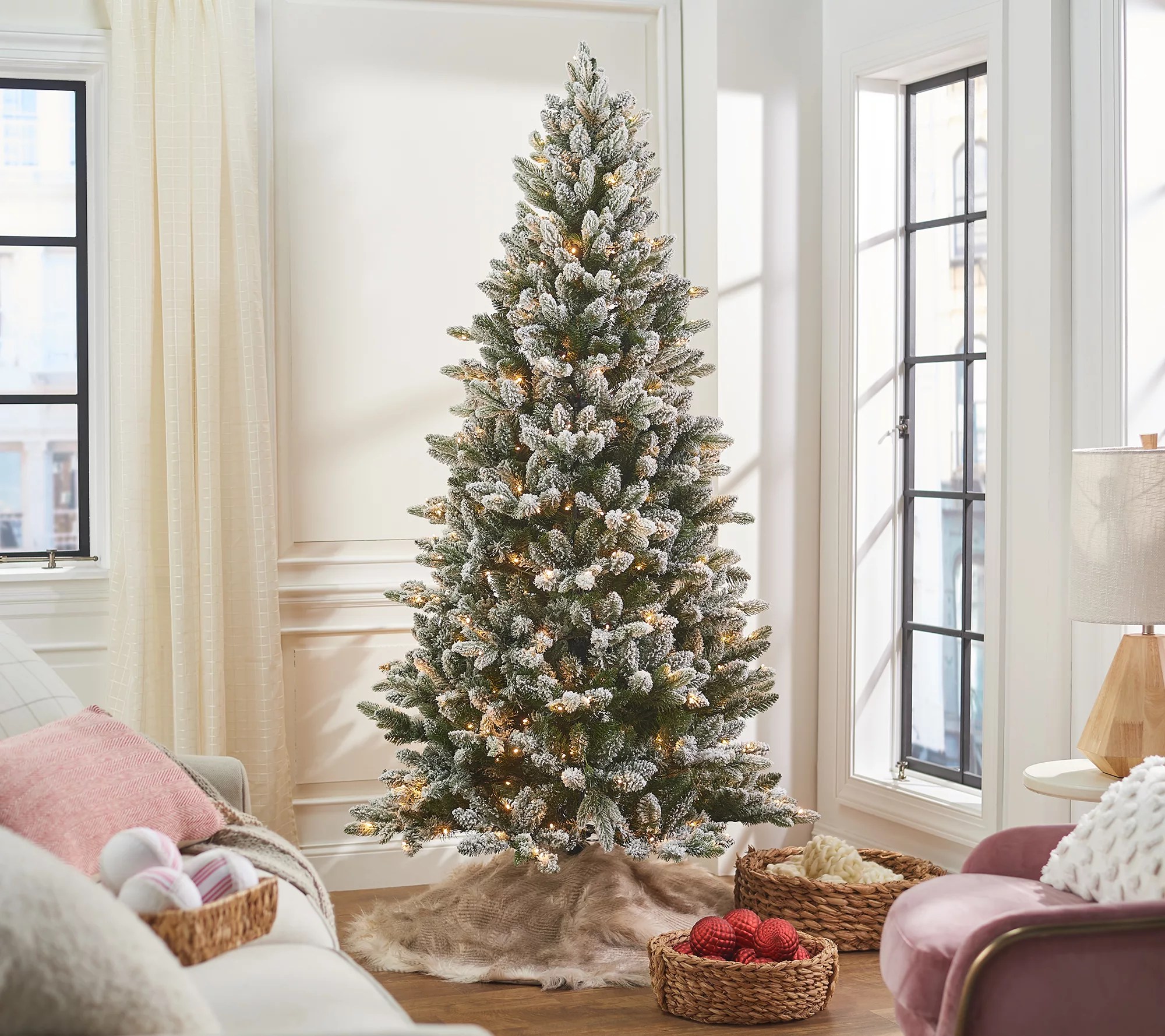 Bethlehem Lights 7' Flocked 2in1 Heritage Christmas Tree