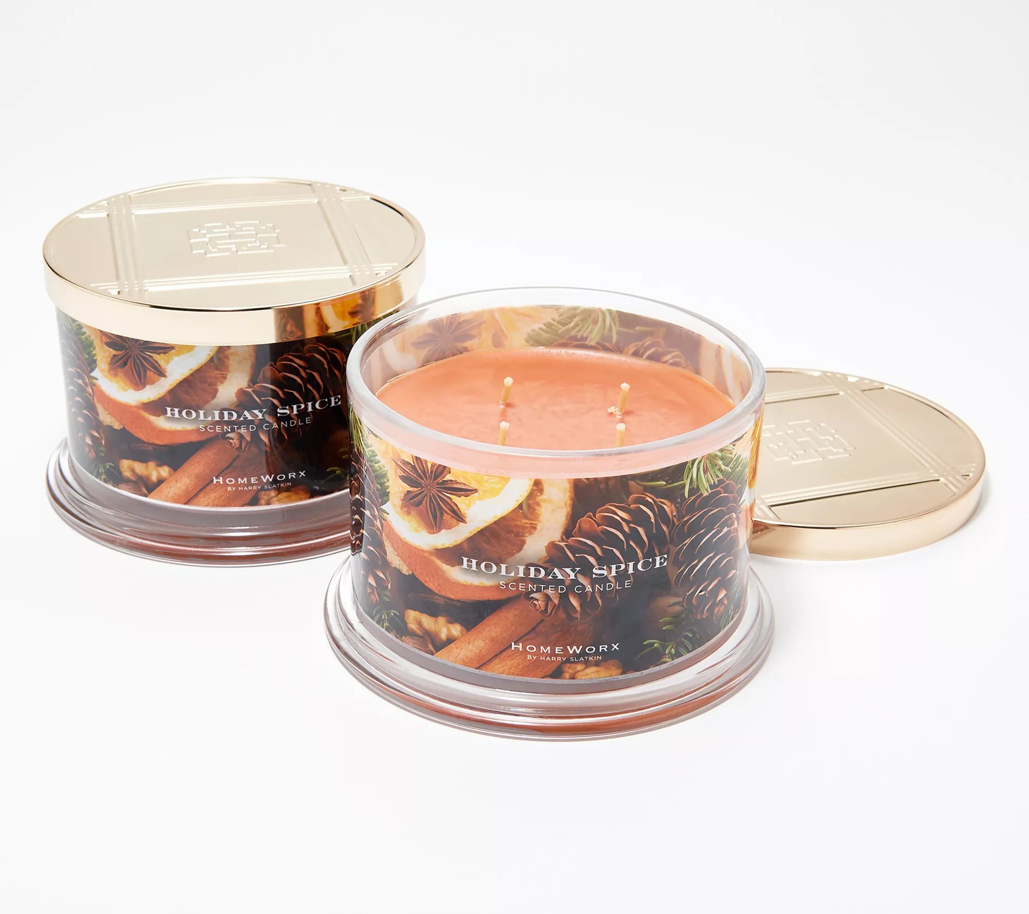 HomeWorx by Harry Slatkin S/2 Holiday Spice 18oz Candles