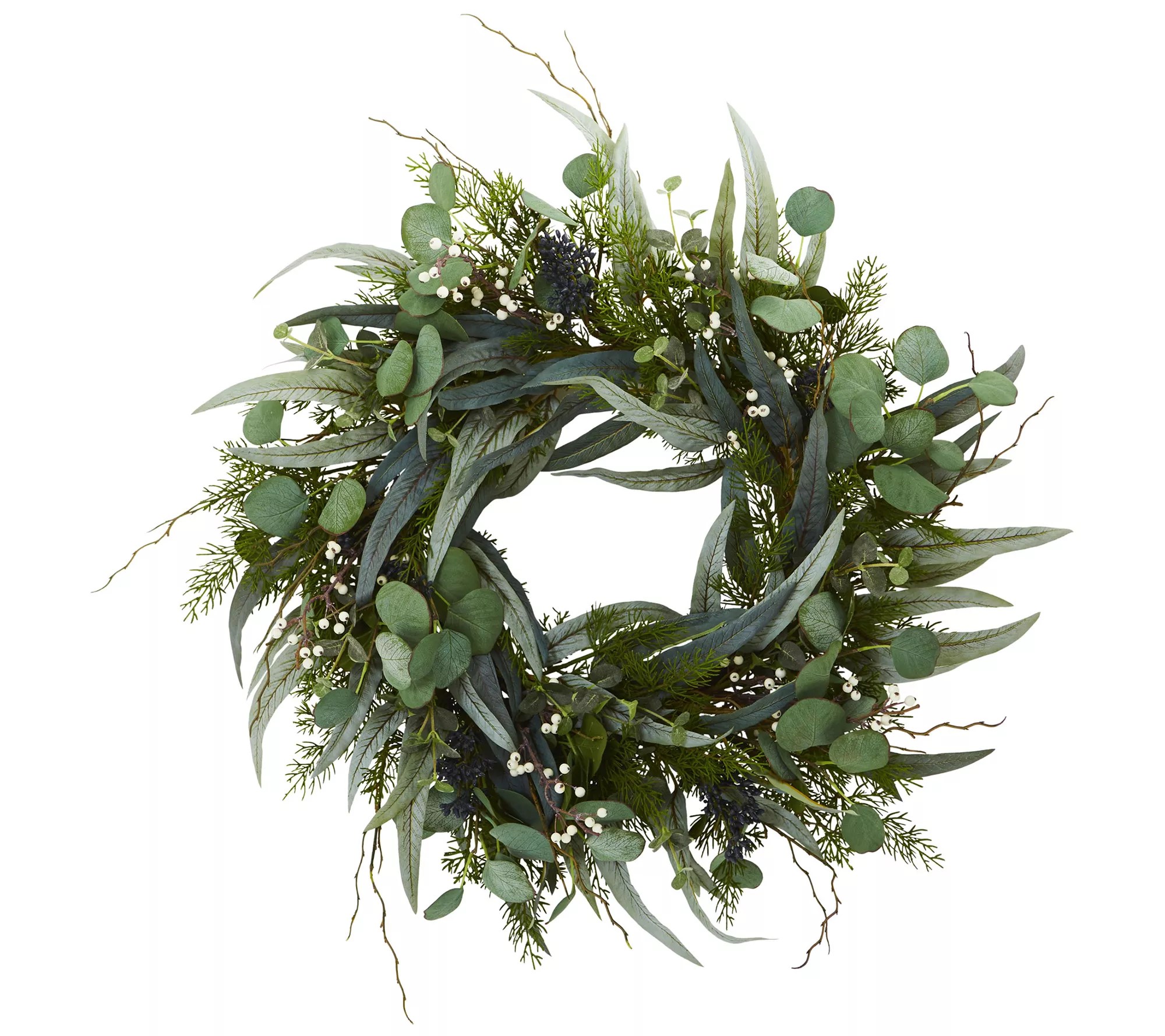 24" Mixed Eucalyptus Artificial Wreath by Nearly Natural