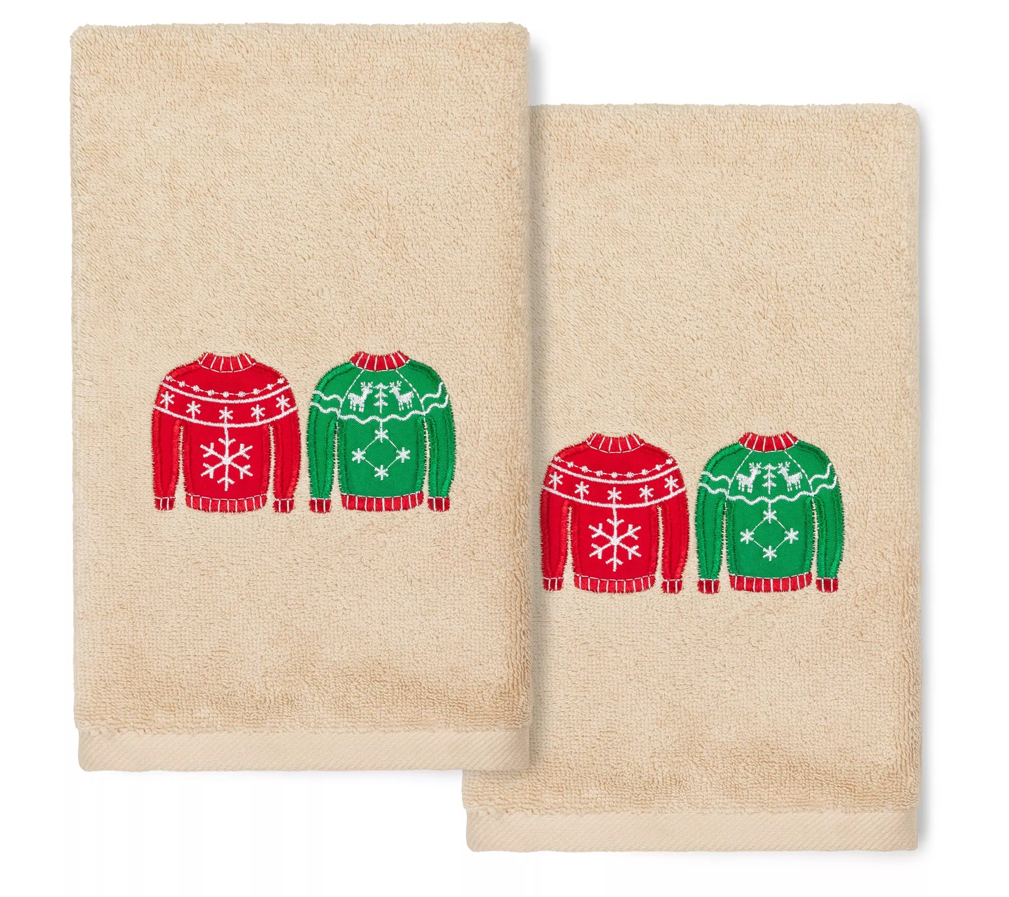 Linum Home Textiles Christmas Sweaters 2Piece Hand Towels