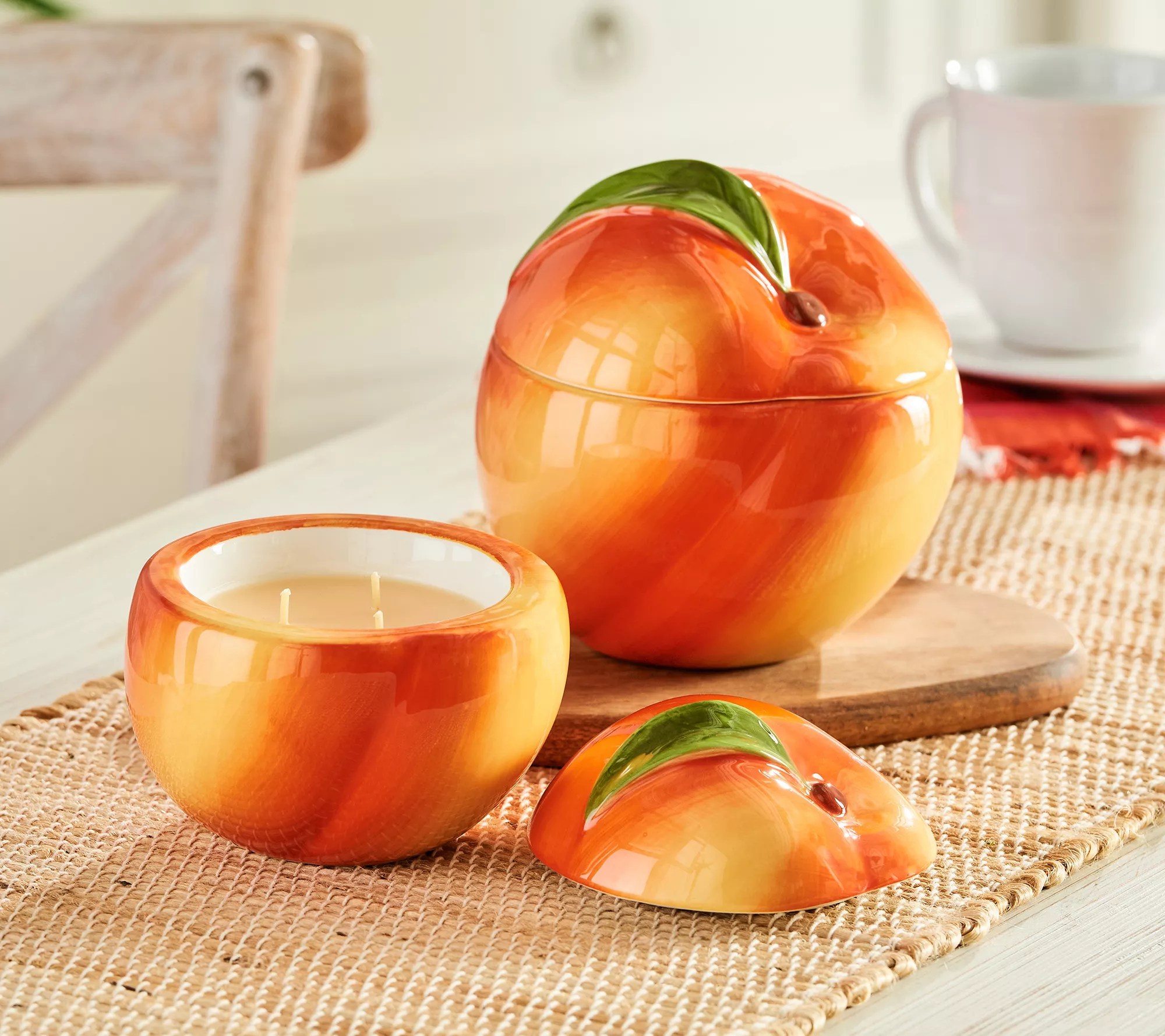 HomeWorx by Slatkin & Co. Set of 2 Peach Large and Small Filled Candles