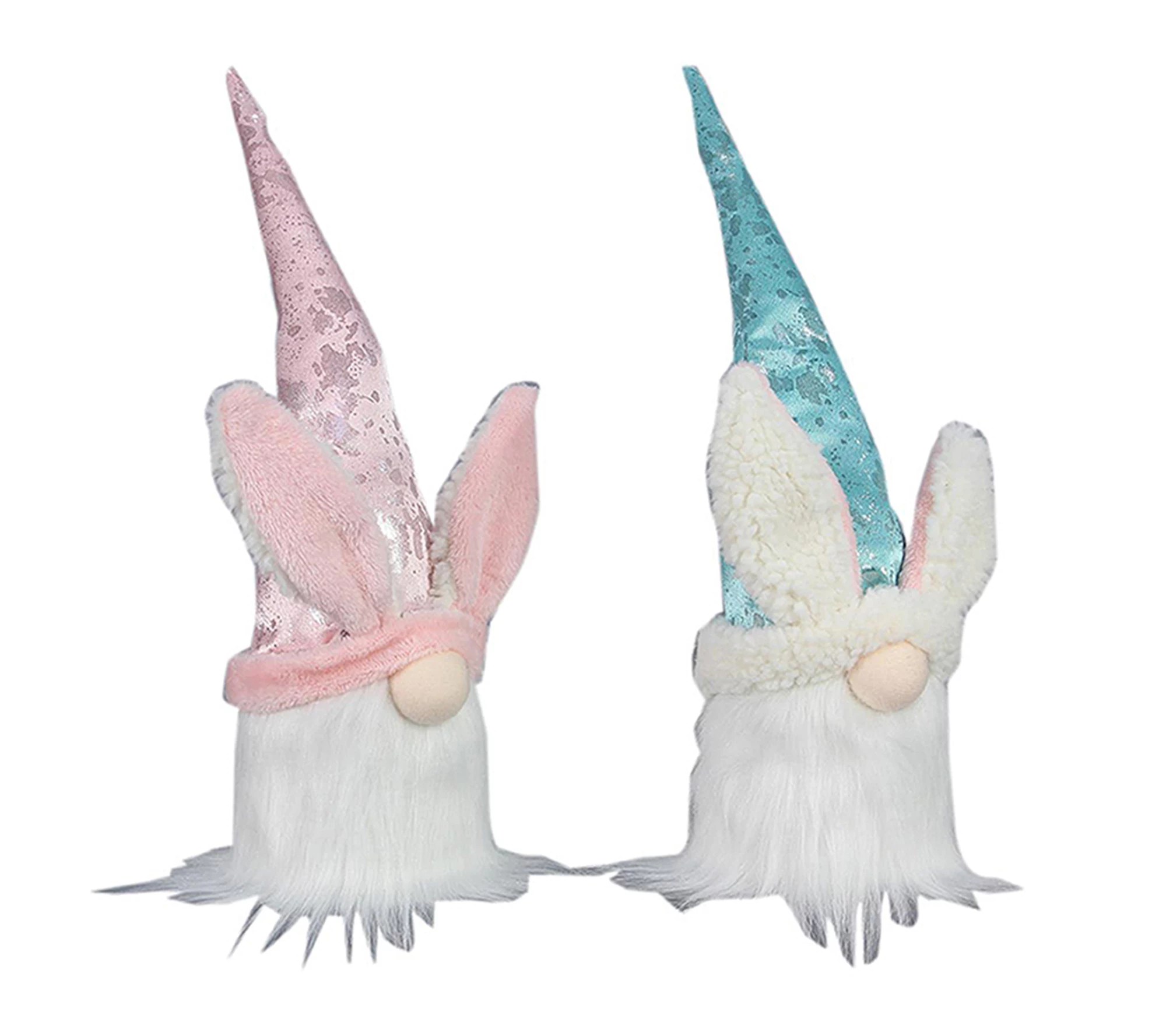 Young's Set of 2 Fabric LED Lit Gnomes in Rabbit Costumes.
