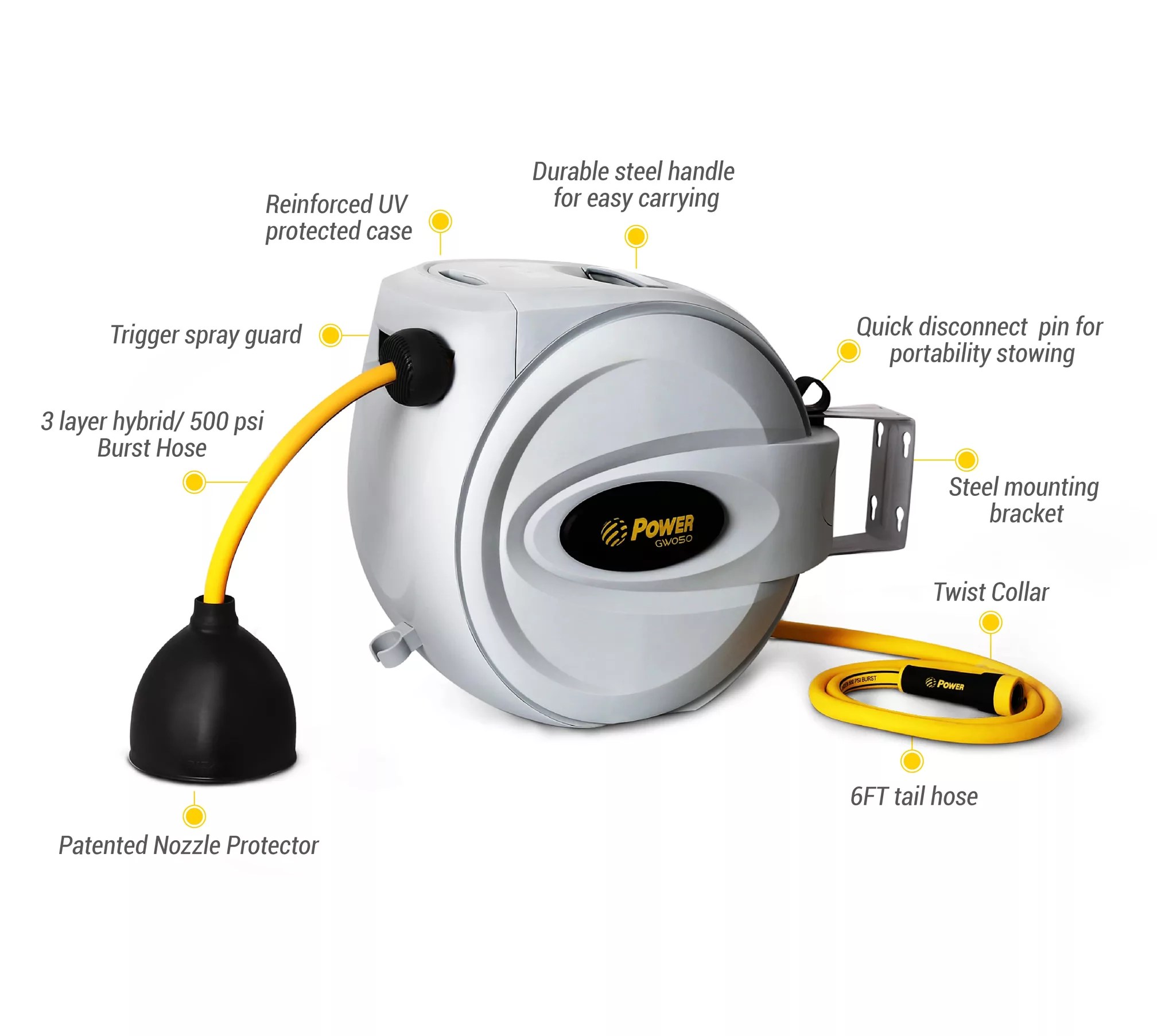Power Products Retractable 50' Hose Reel