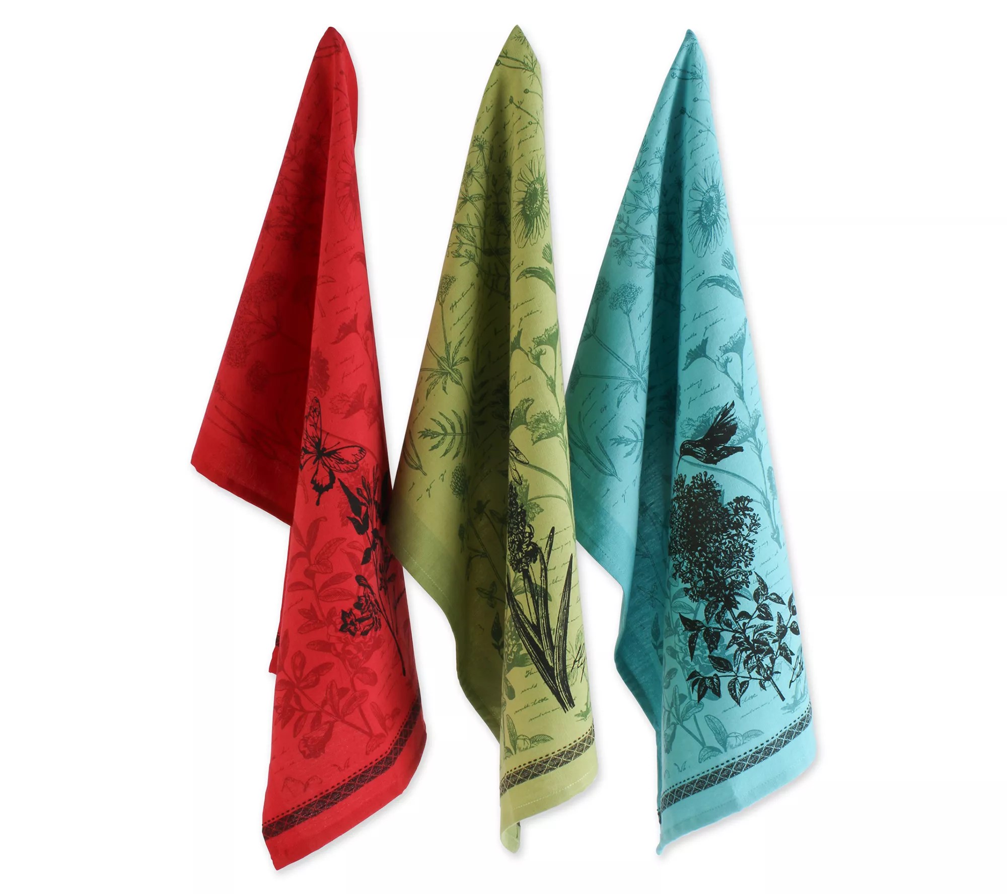 Design Imports Botanical Flowers Kitchen Towels Set of 3